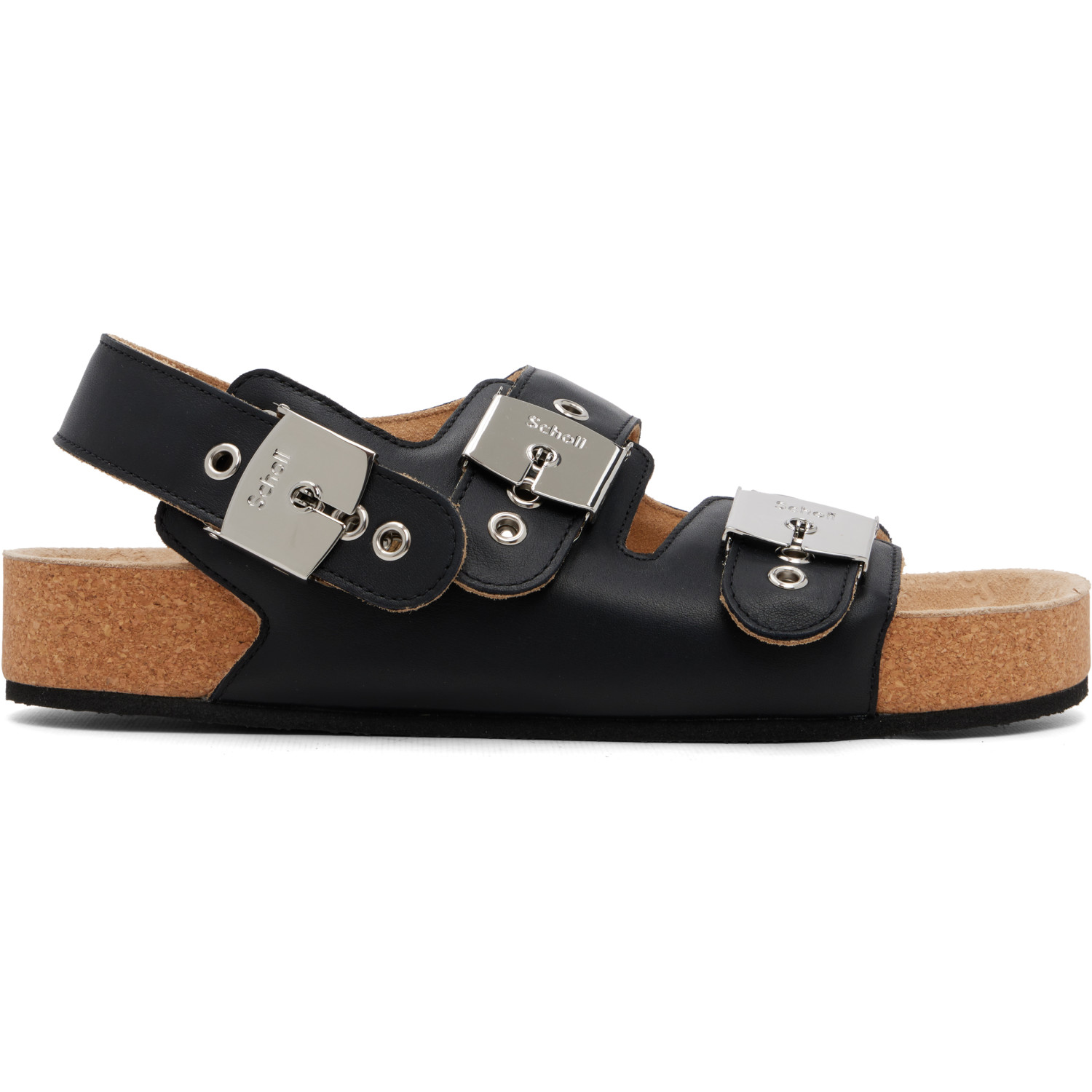 Balenciaga Black Scholl Edition Calfskin Flat Sandals