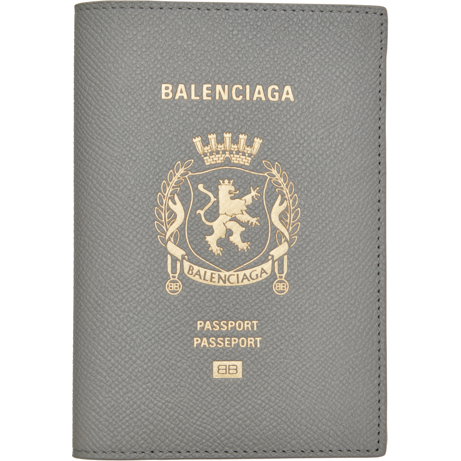 Balenciaga Gray Logo Passport Holder