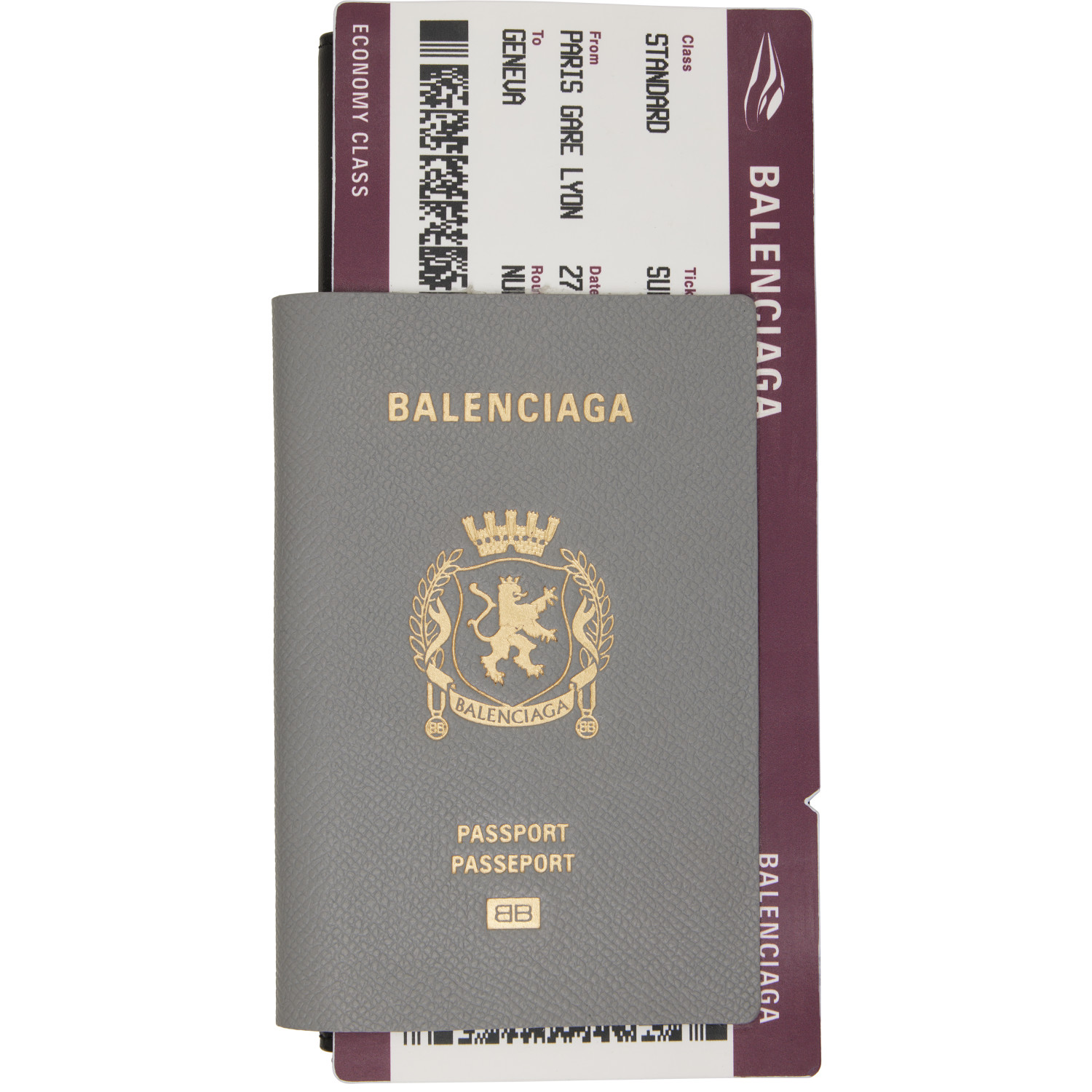 Balenciaga Gray 1 Ticket Passport Long Wallet