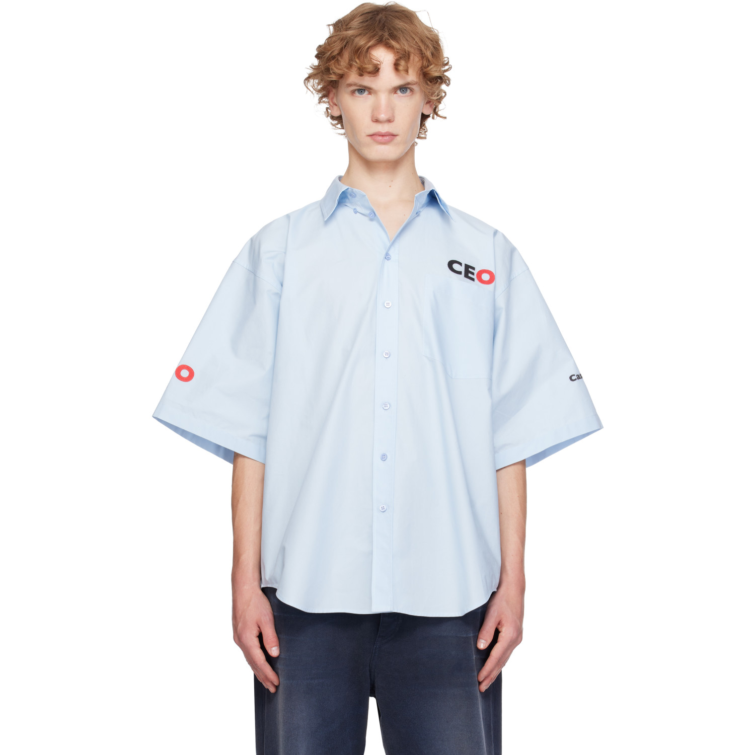 Balenciaga Blue Cotton Poplin Oversized Shirt