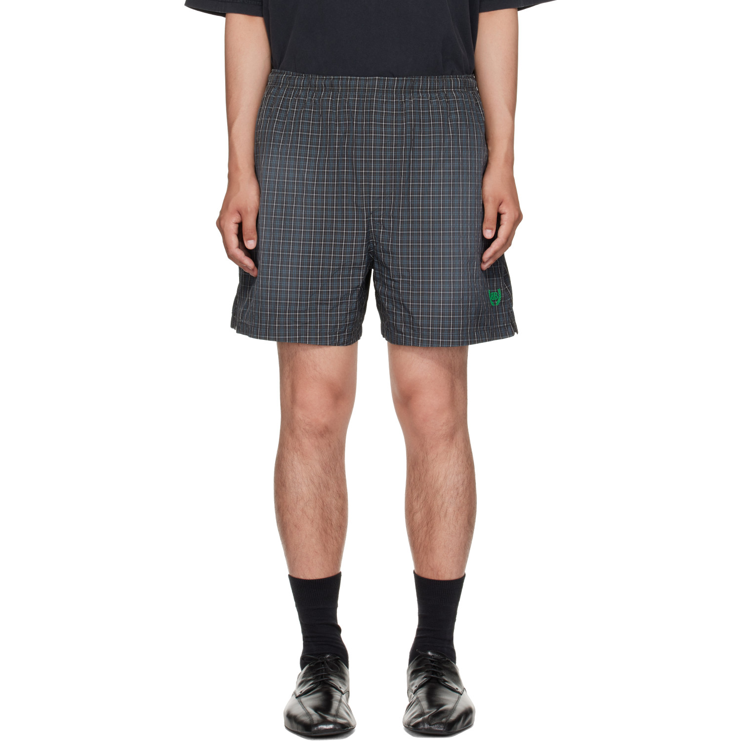 Balenciaga Black & Blue Technical Check Boxer Shorts