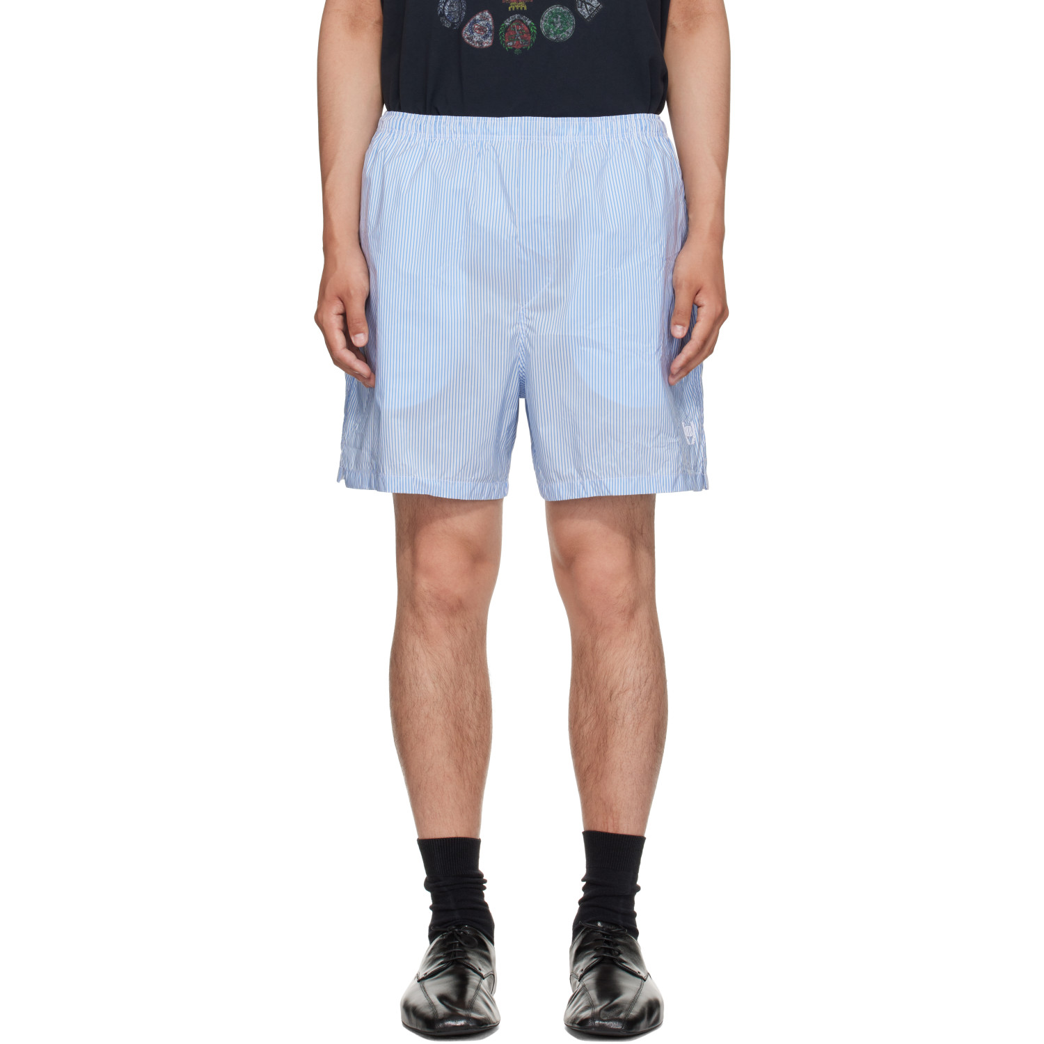Balenciaga Blue & White Technical Stripes Boxer Shorts