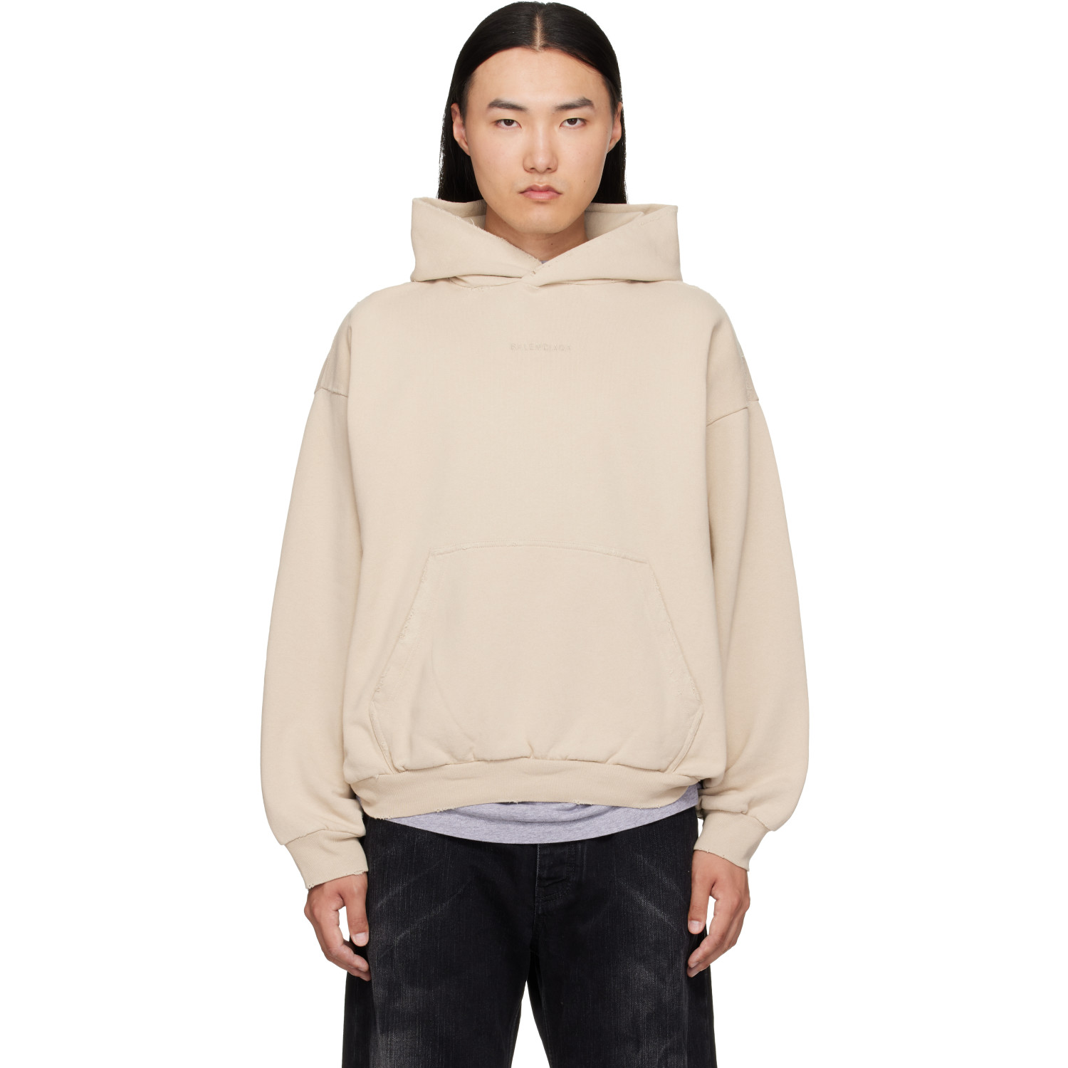 Balenciaga Beige Distressed Hoodie