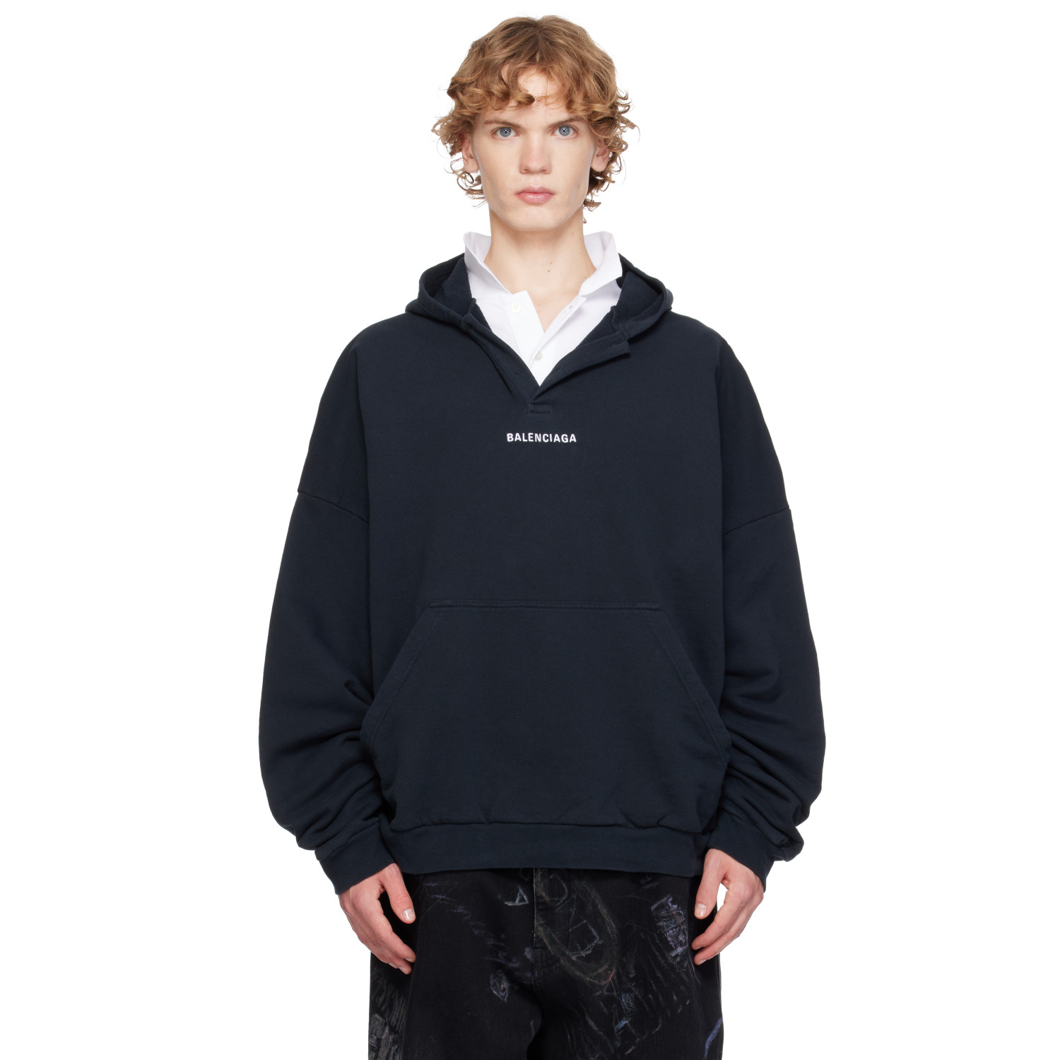 Balenciaga Black 'Balenciaga' Back Polo Hoodie