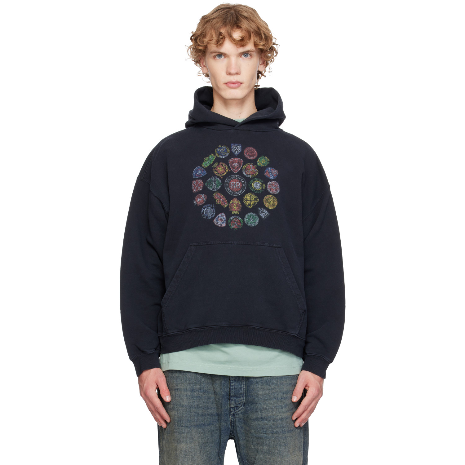 Balenciaga Black Logo Spiral Medium Fit Hoodie