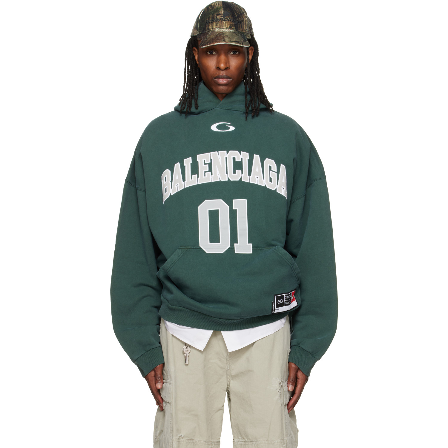 Balenciaga Green Basketball Large Fit Hoodie