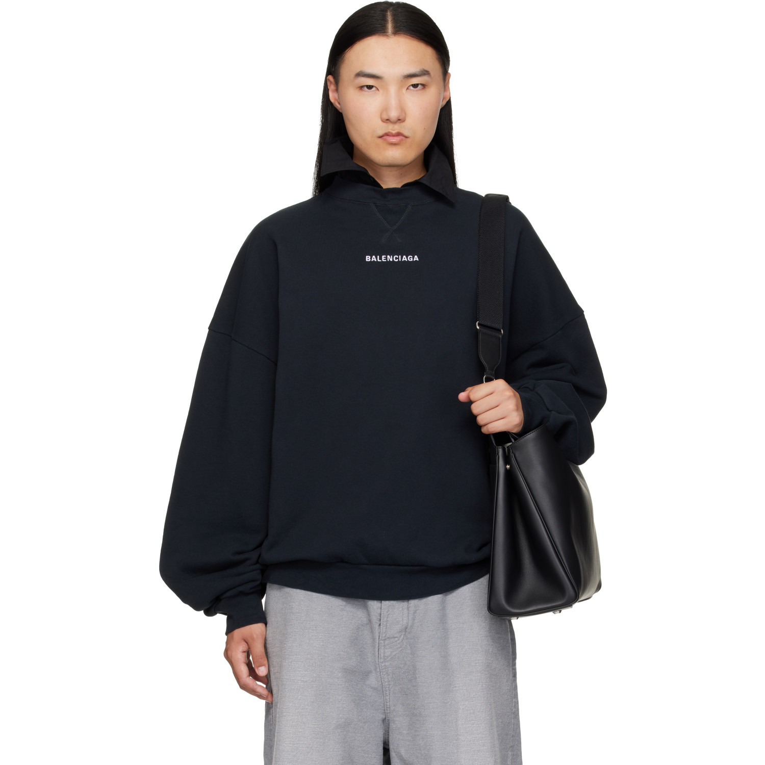 Balenciaga Black Shirt Collar Sweatshirt