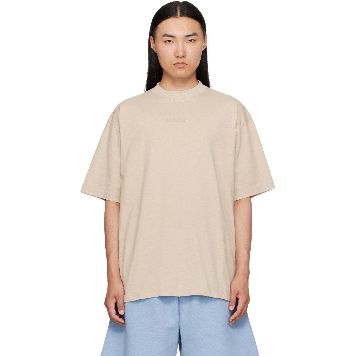 Balenciaga Beige Distressed T-Shirt