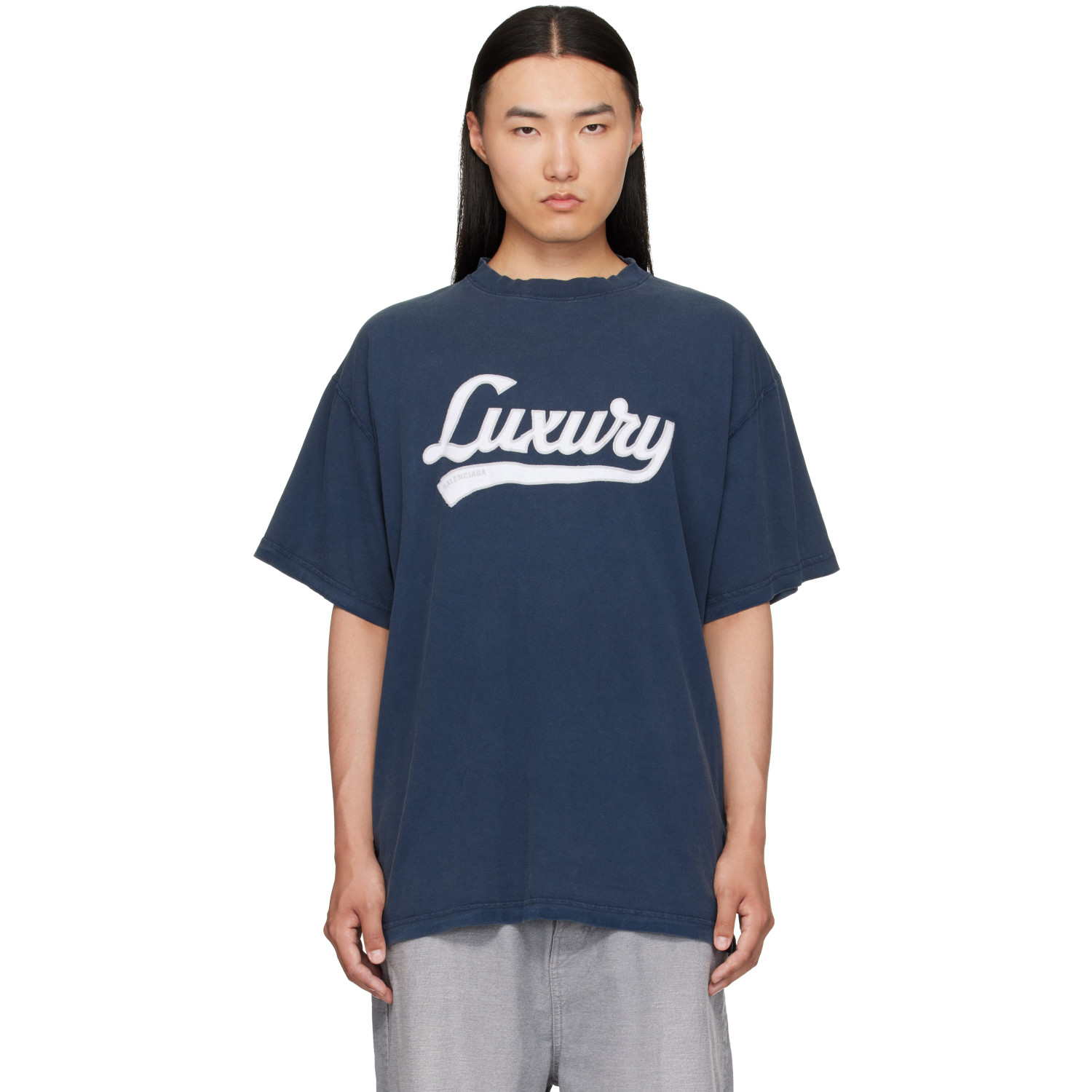 Balenciaga Navy 'Luxury' T-Shirt