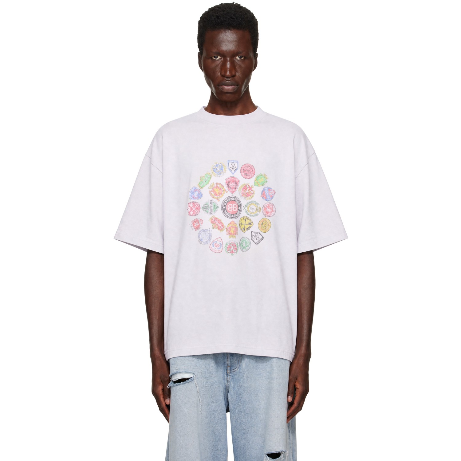 Balenciaga Gray Spiral Crest T-shirt