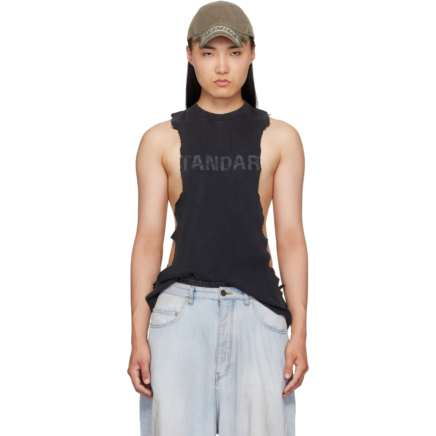 Balenciaga Black Ripped Tank Top