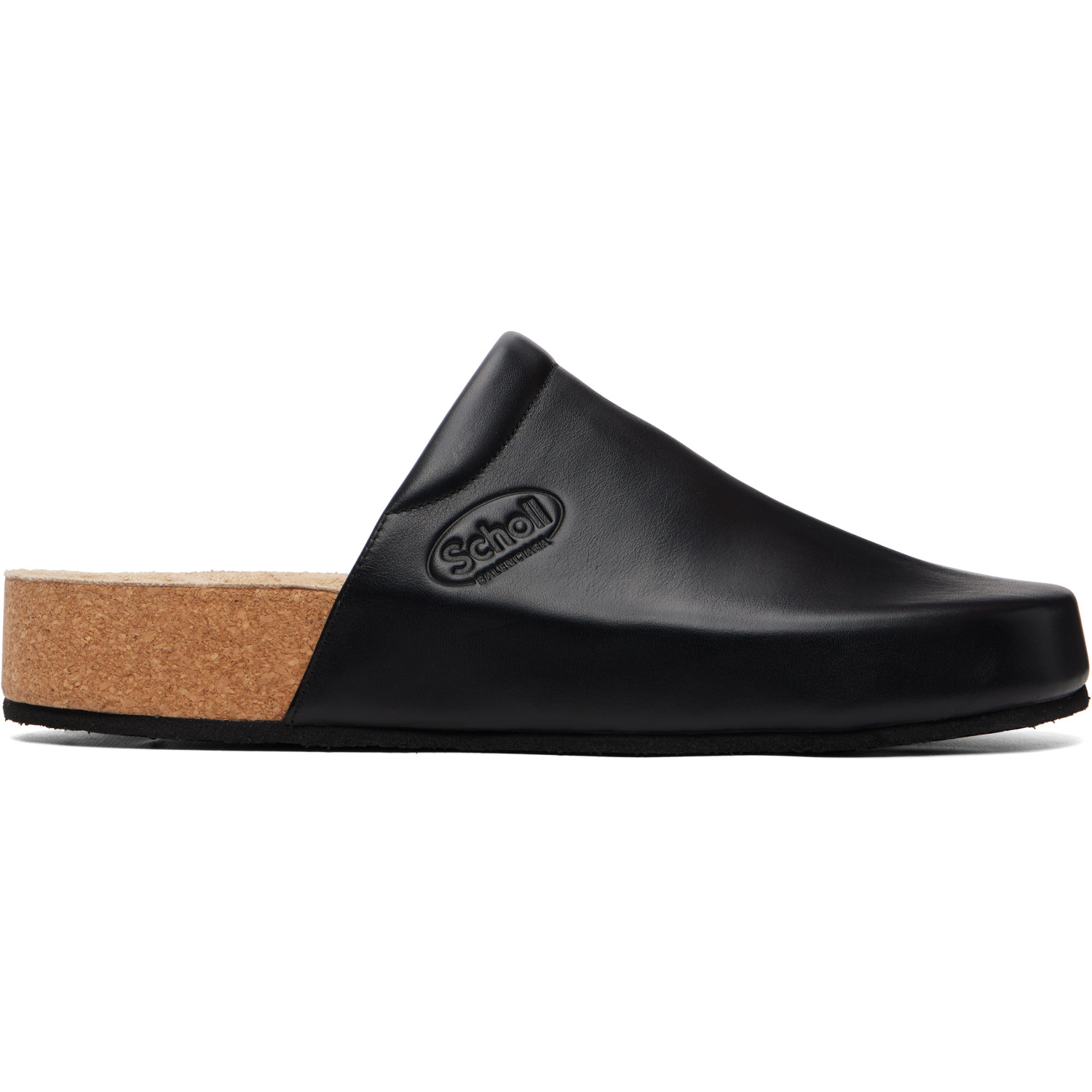 Balenciaga Black Scholl Edition Leather Mule Flats