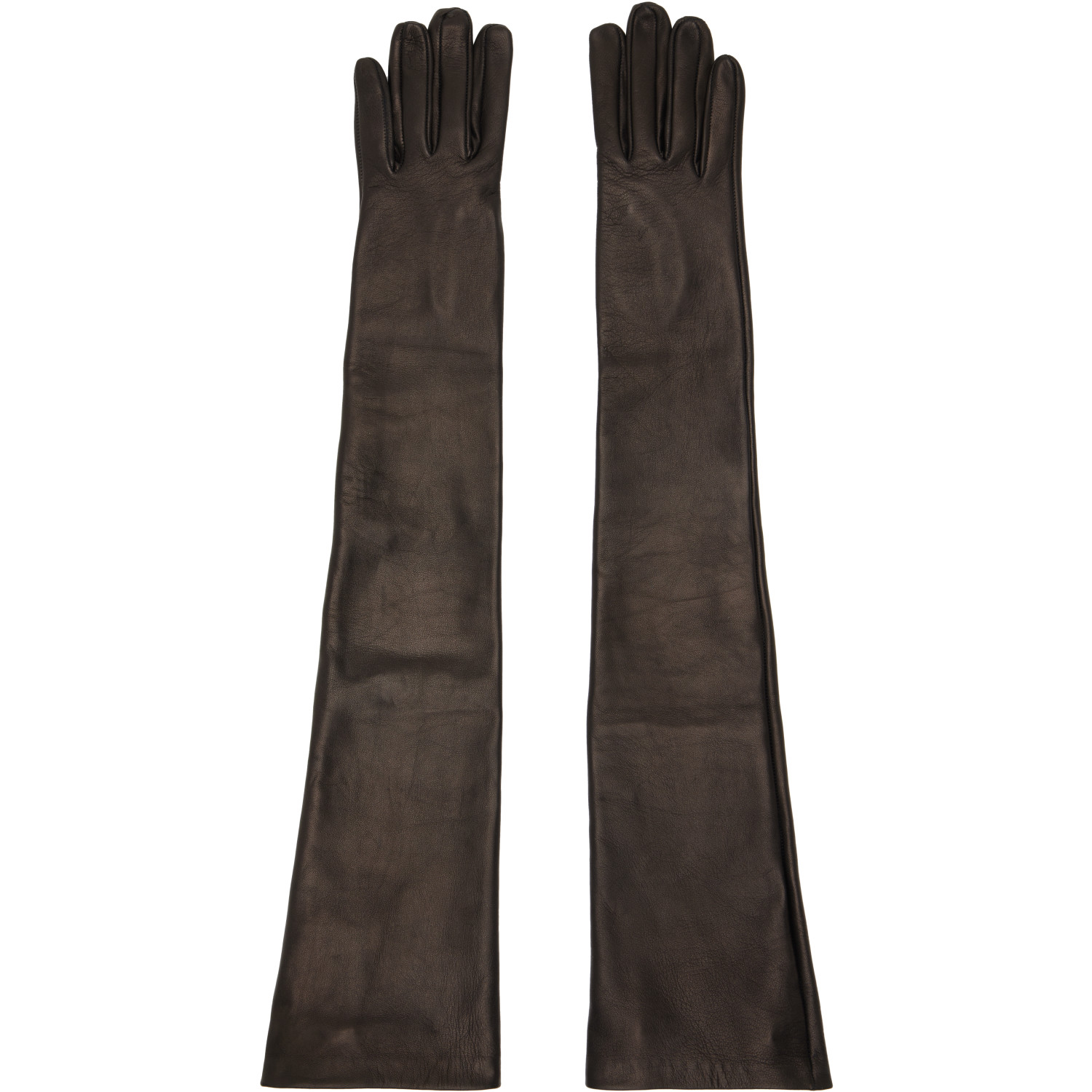 Mugler Black Long Leather Gloves