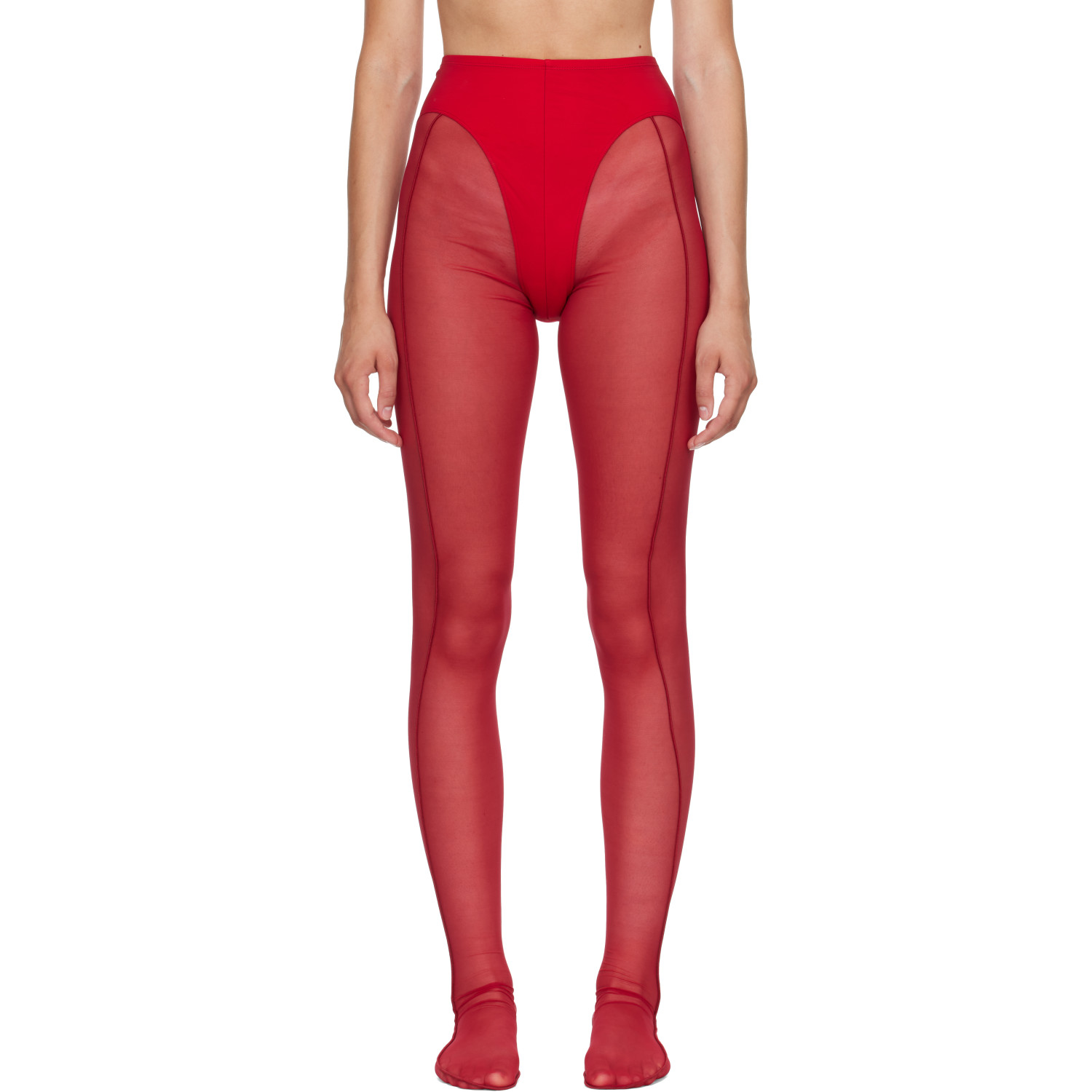 Mugler Red Re/Edit Pantyhose Tights