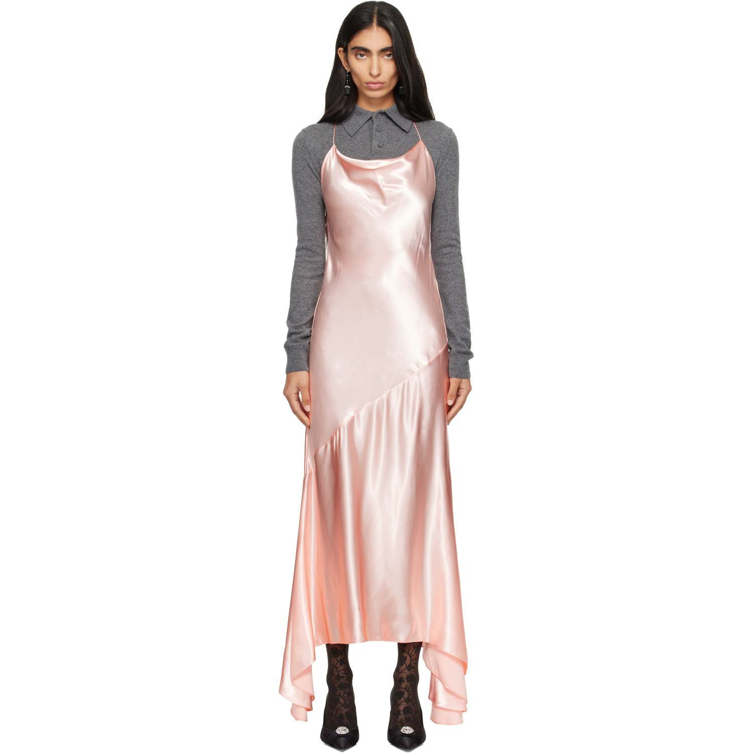 Mugler Pink Floating Midi Dress