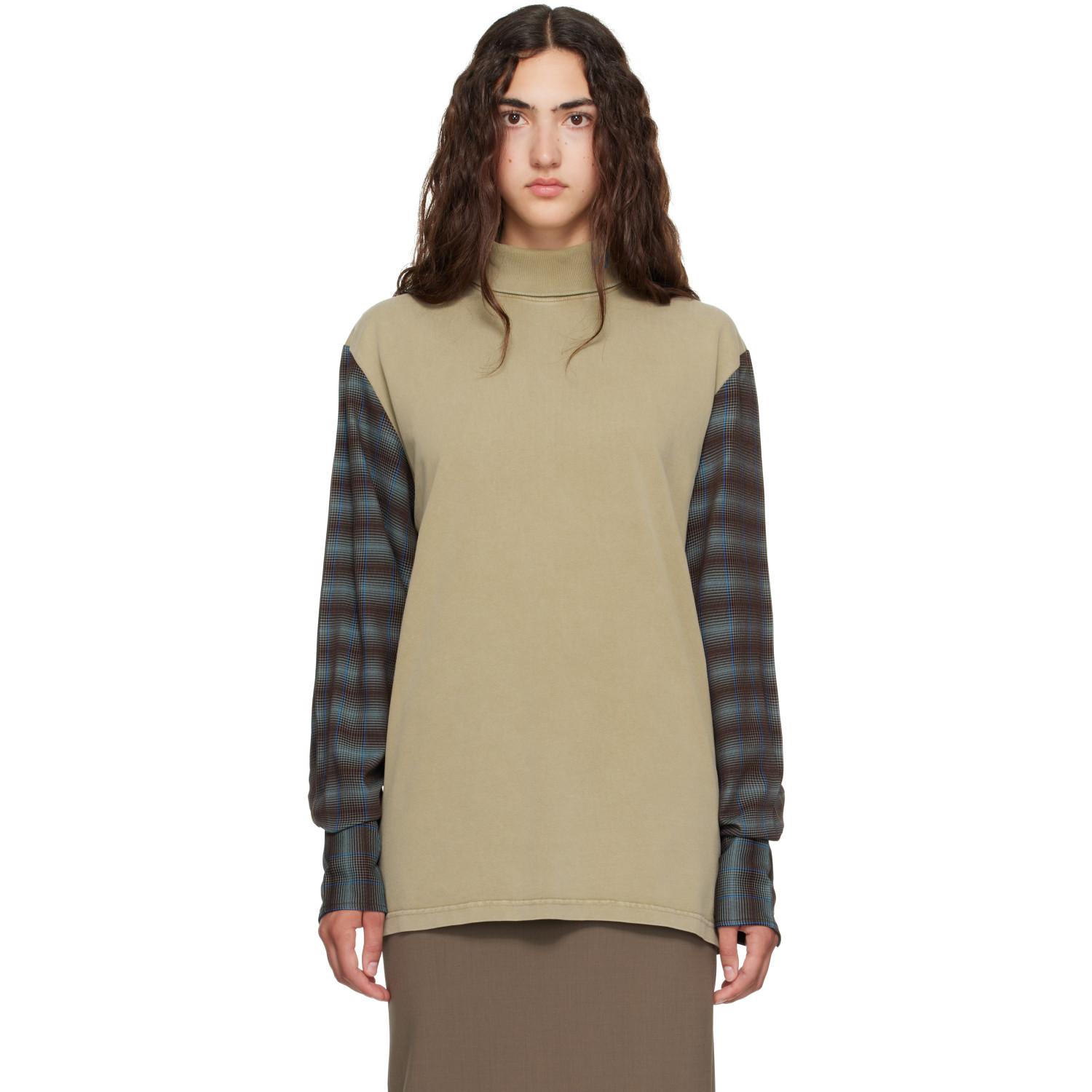 Mugler Beige 'Shirt Sleeves' Turtleneck