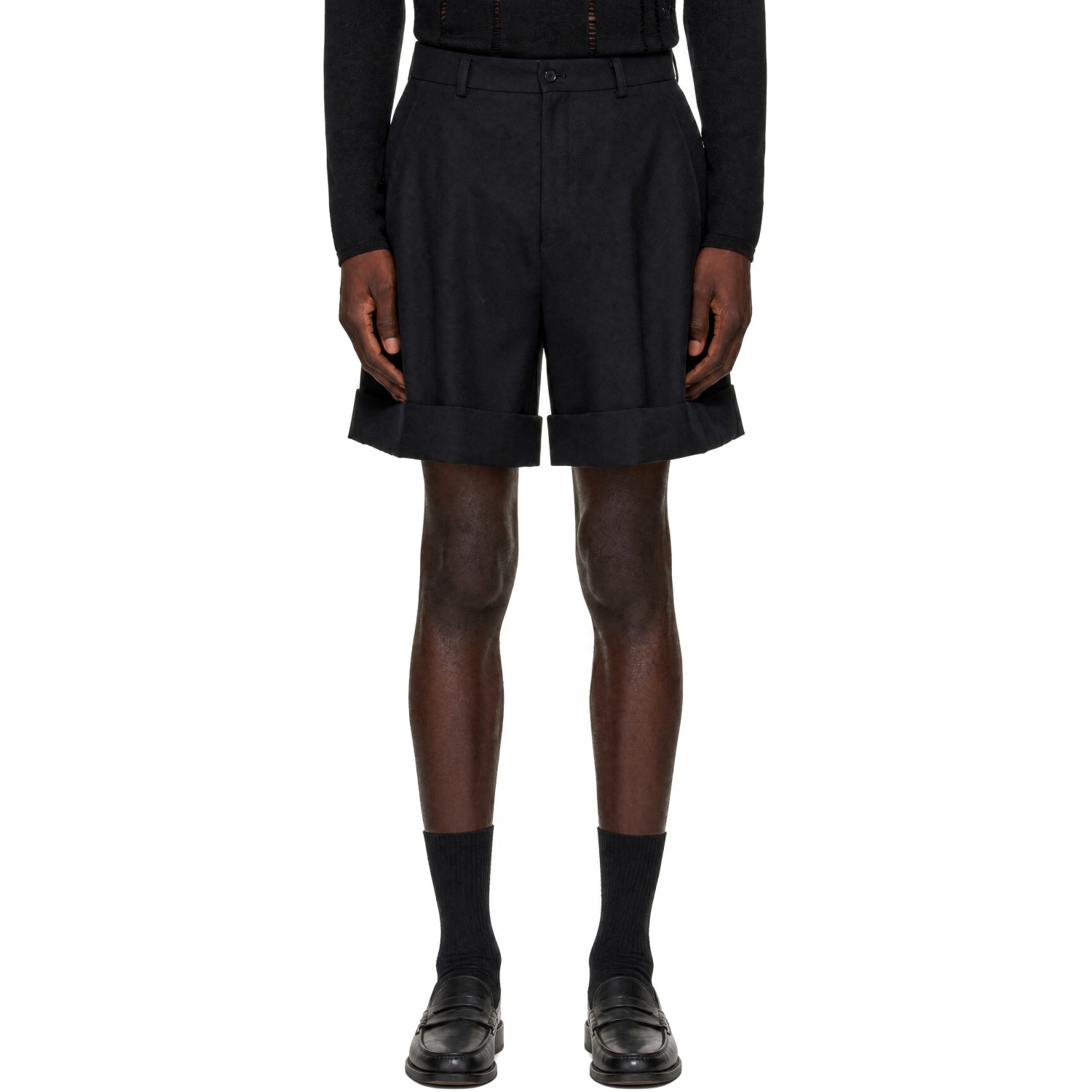 Comme des Garçons Homme Plus Black Double Weave Wool Hard Treated Shorts