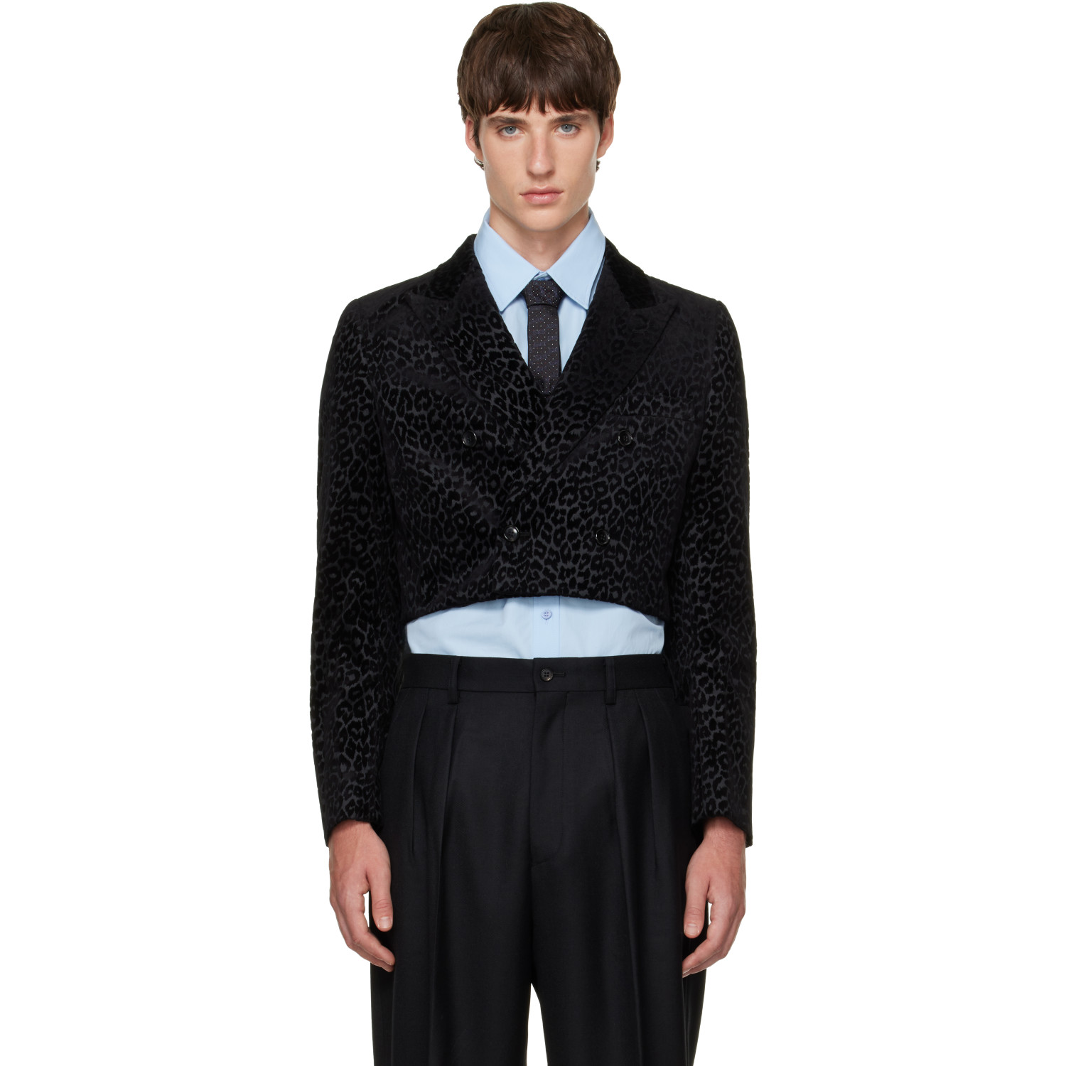 Comme des Garçons Homme Plus Black Cotton Velvet Flocky Print Blazer