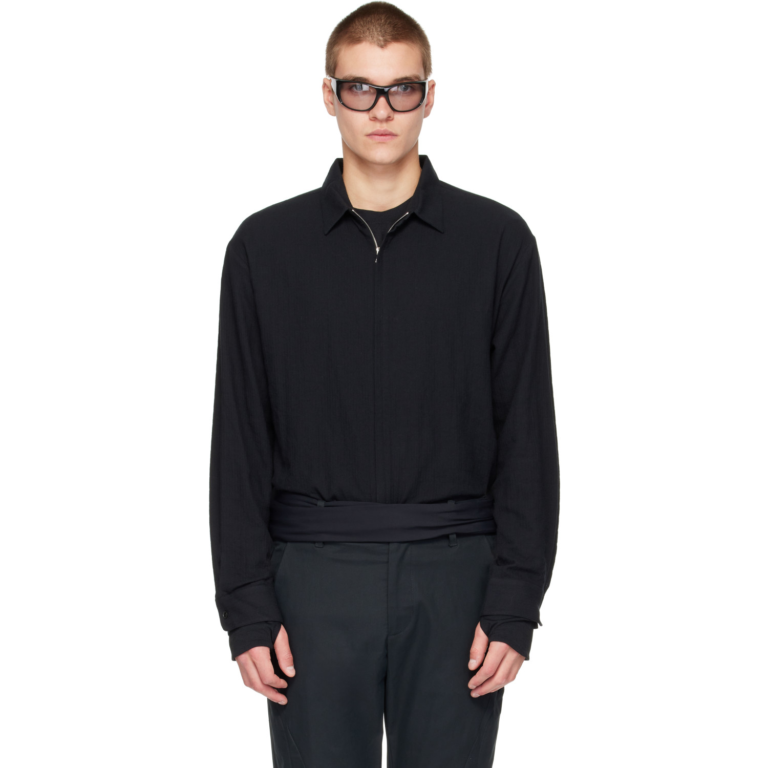 POST ARCHIVE FACTION (PAF) Black Zip Shirt Jacket