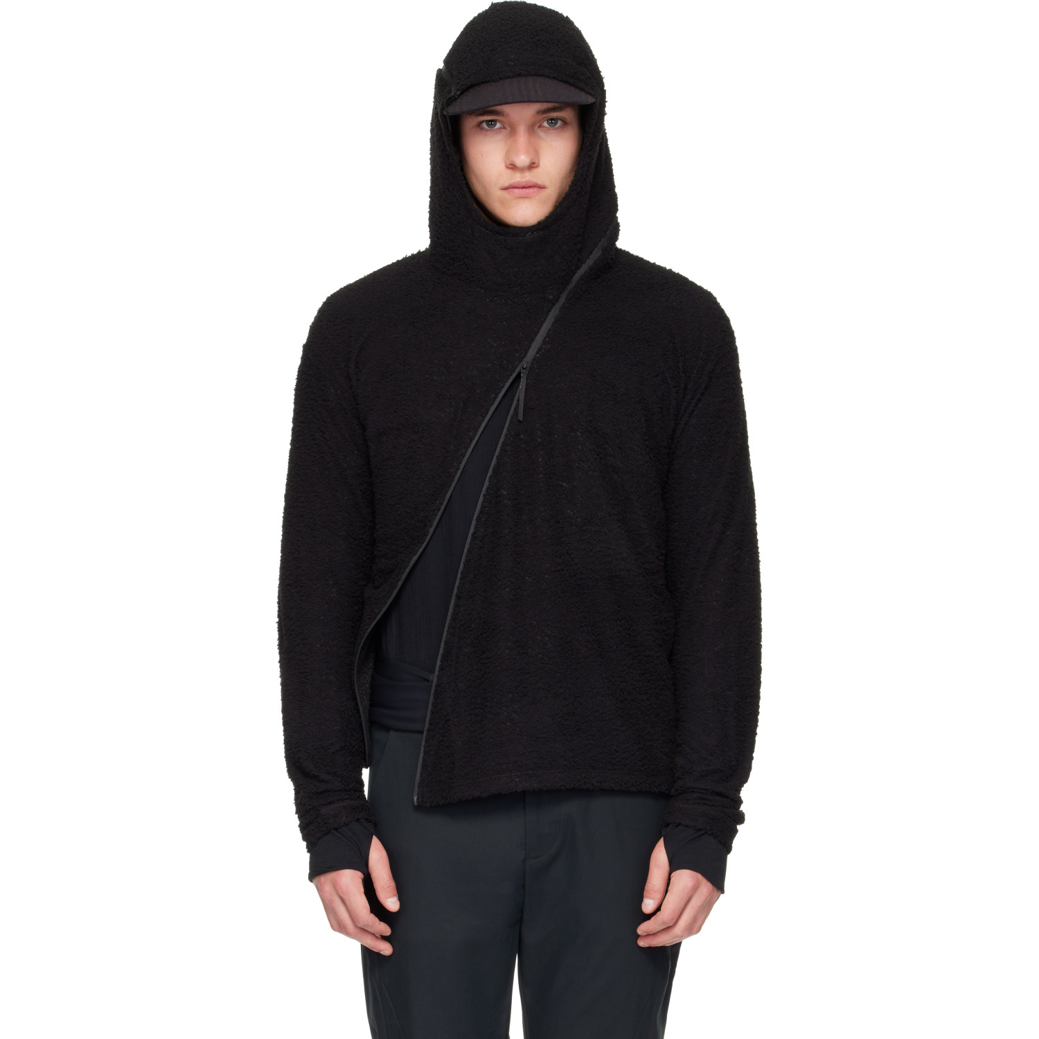 POST ARCHIVE FACTION (PAF) Black Curved Fleece Hoodie