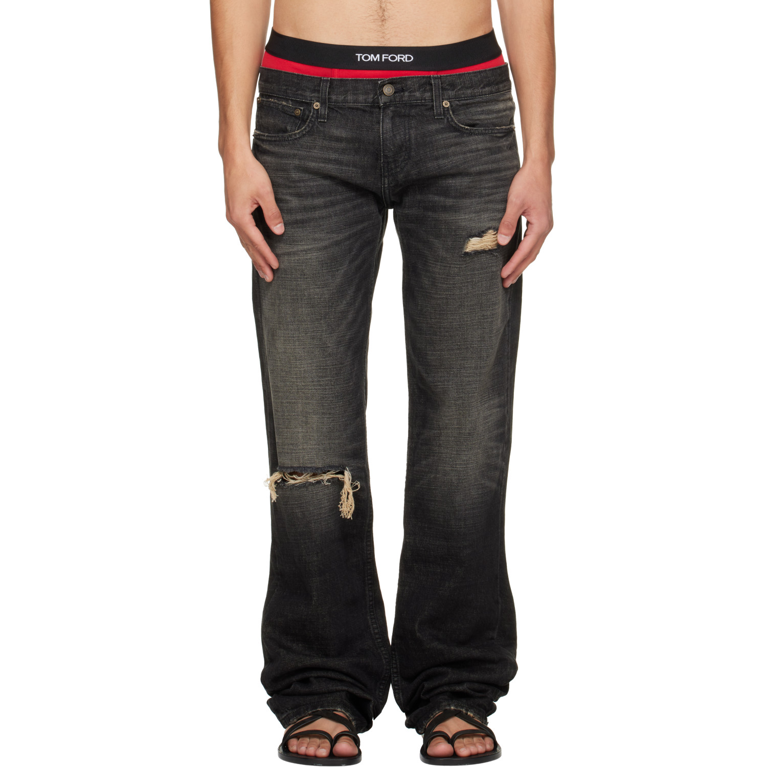 Raimundo Langlois SSENSE Exclusive Black Slim Straight Jeans