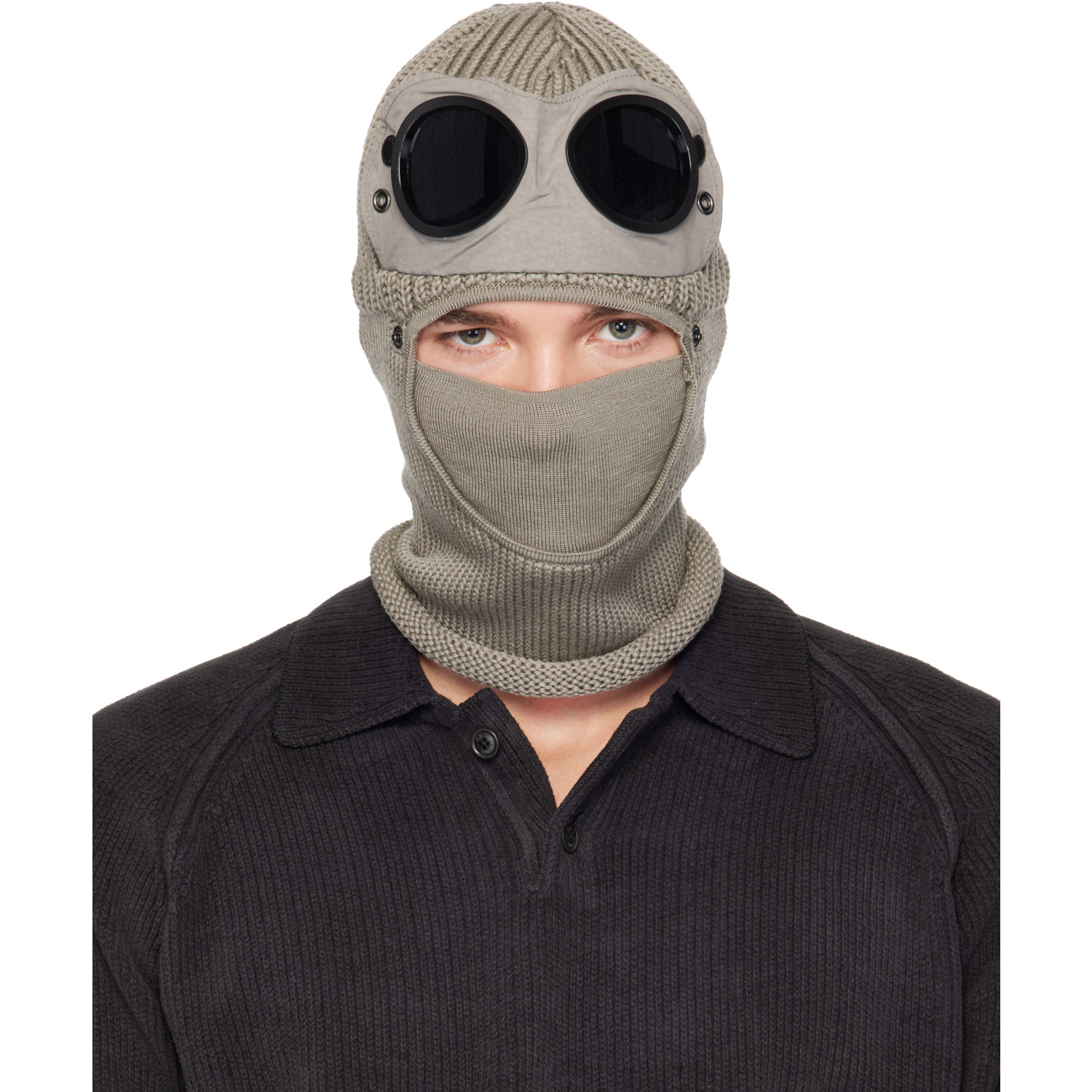 C.P. Company Gray Extrafine Merino Wool Goggle Balaclava