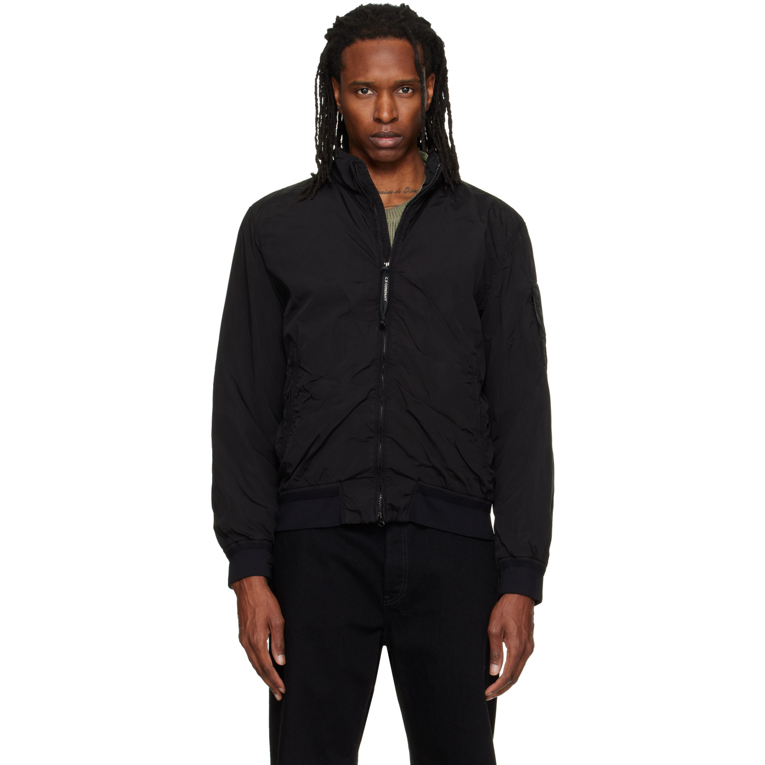 C.P. Company Black Nycra-R Padded Bomber Jacket