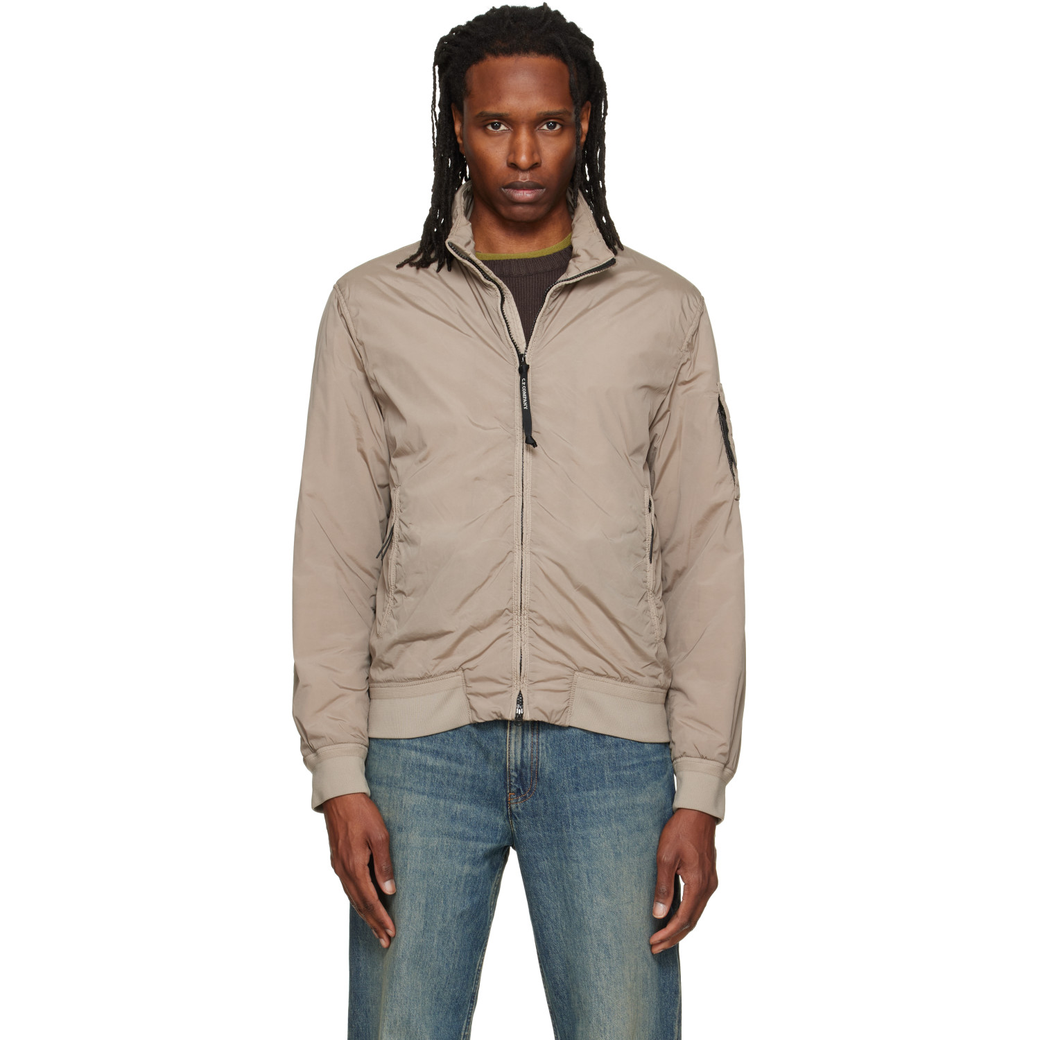 C.P. Company Taupe Nycra-R Padded Bomber Jacket