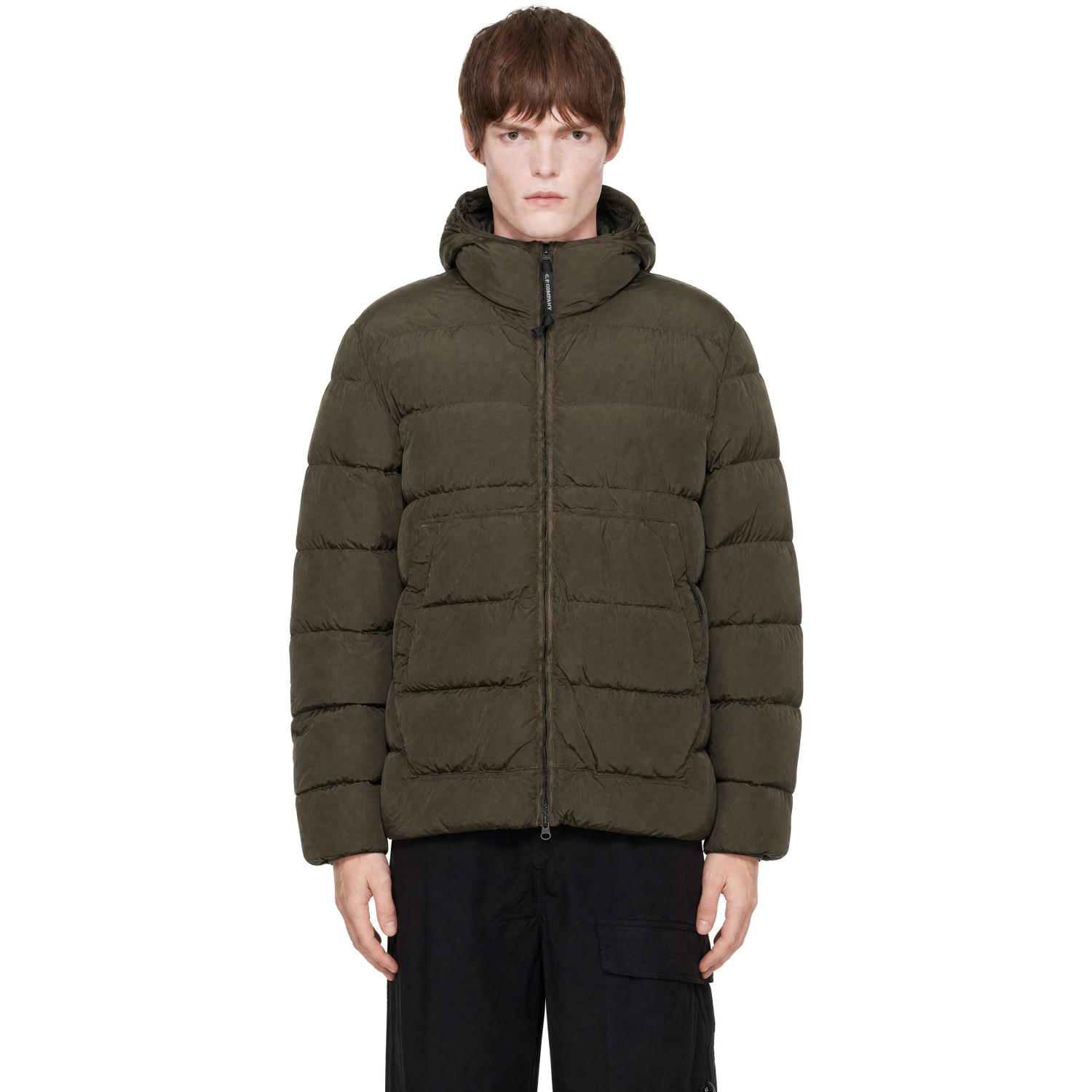 C.P. Company Khaki Chrome-R Goggle Down Jacket