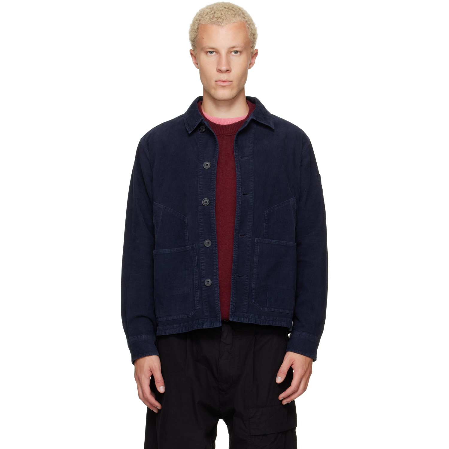 C.P. Company Navy Corduroy Button Lens Jacket
