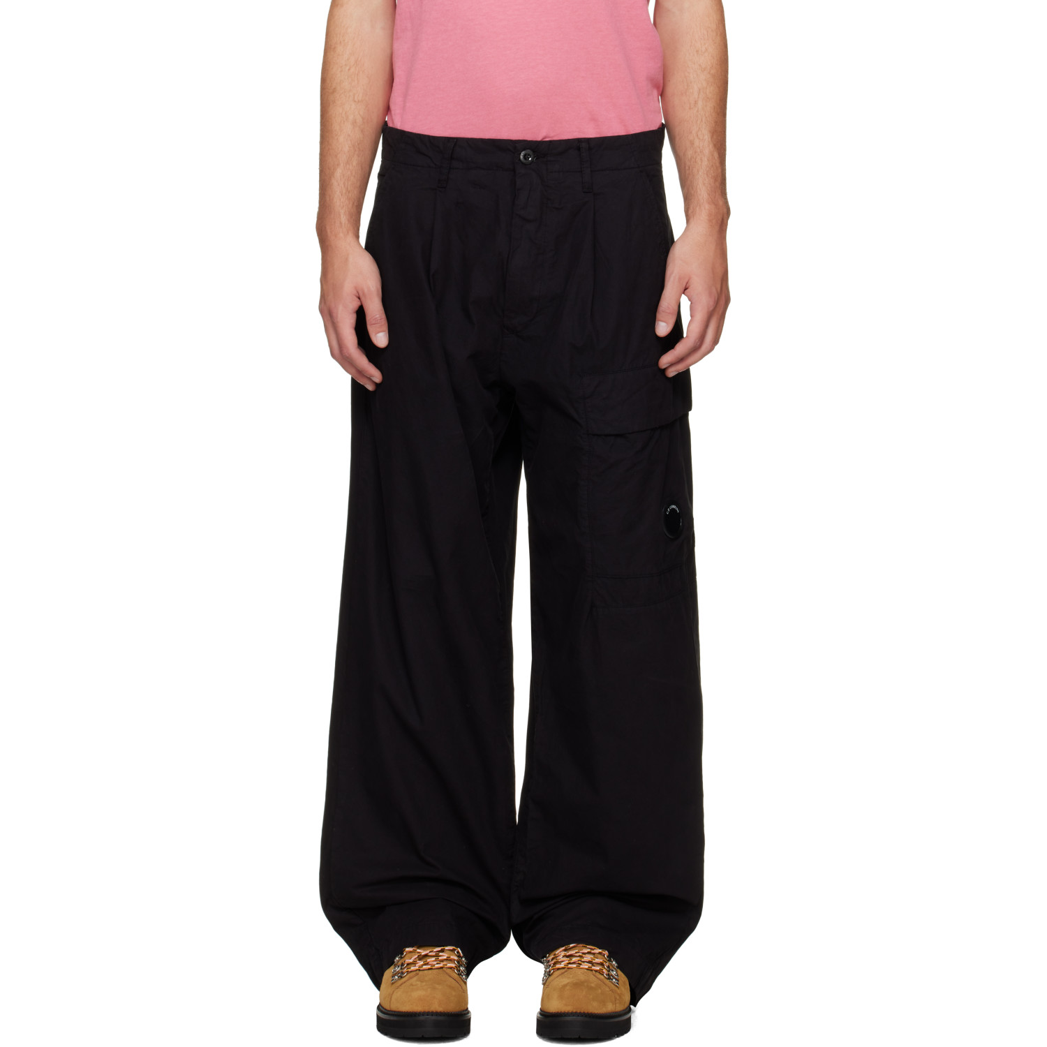 C.P. Company Black Micro-Reps Boxy Pleats Cargo Pants