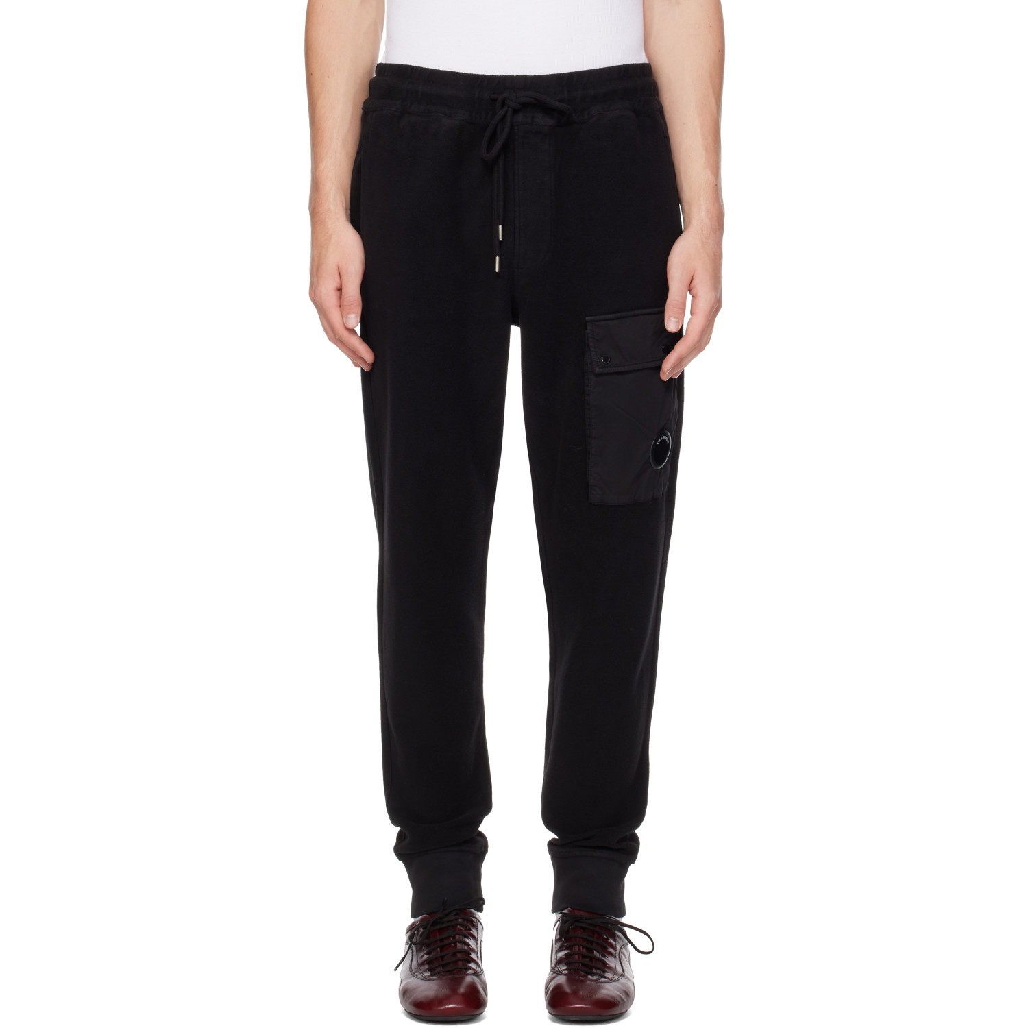 C.P. Company Black Diagonal Fleece Lens Cargo Sweatpants