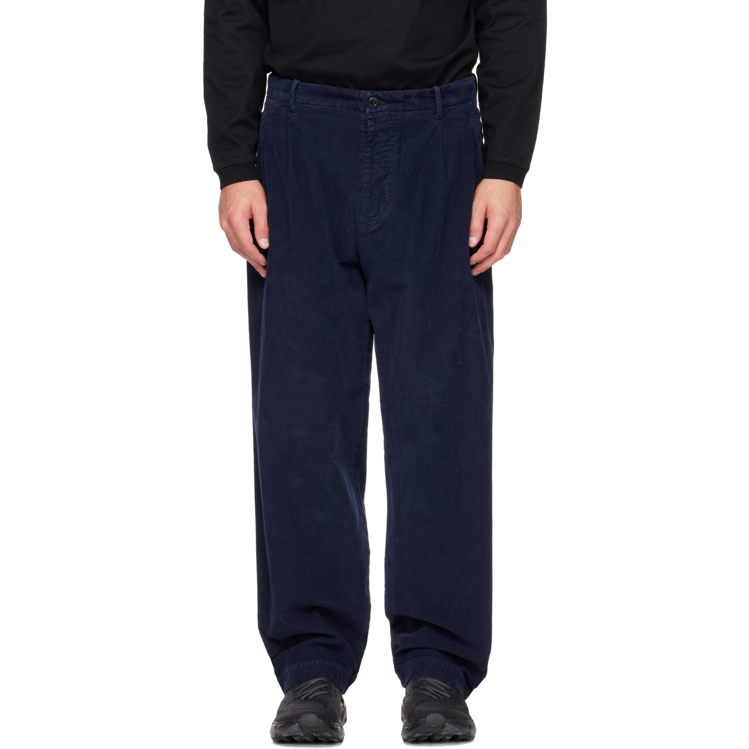 C.P. Company Navy Corduroy Loose No Side Seams Trousers