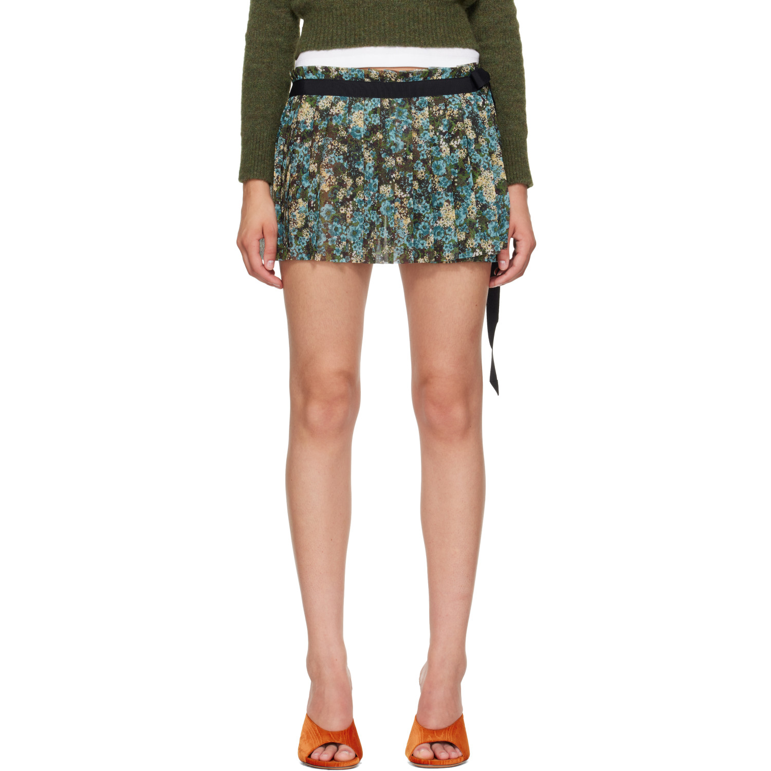 Dries Van Noten Multicolor Pleated Wrap Miniskirt