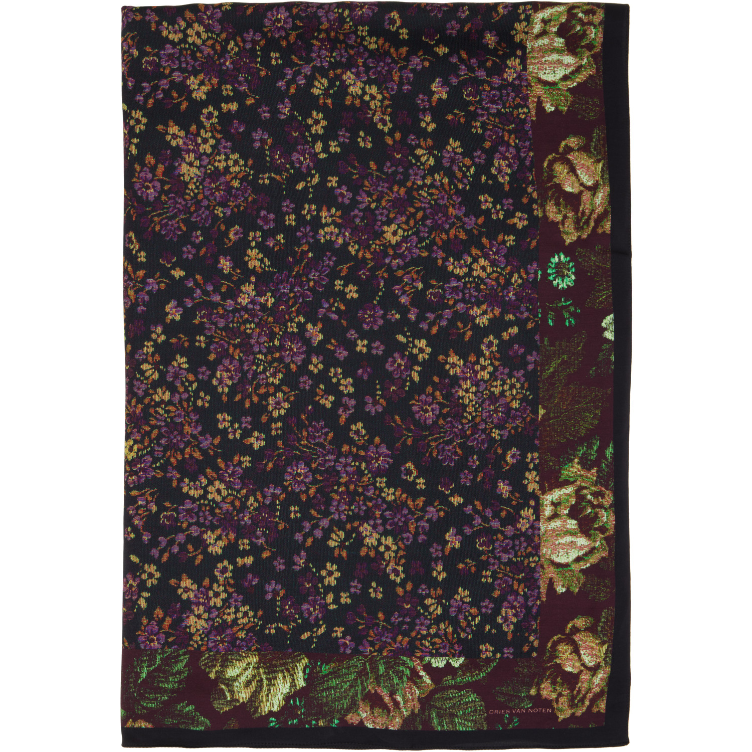 Dries Van Noten Black & Burgundy Flara Scarf