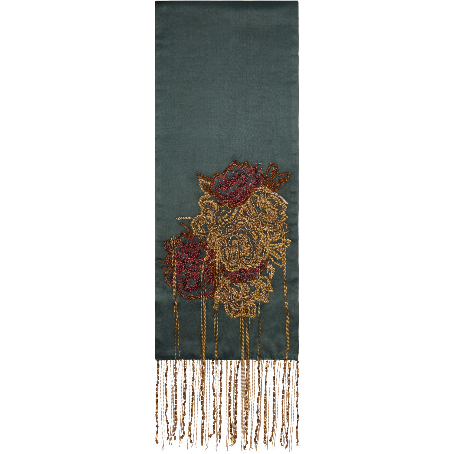 Dries Van Noten Khaki Silk Scarf
