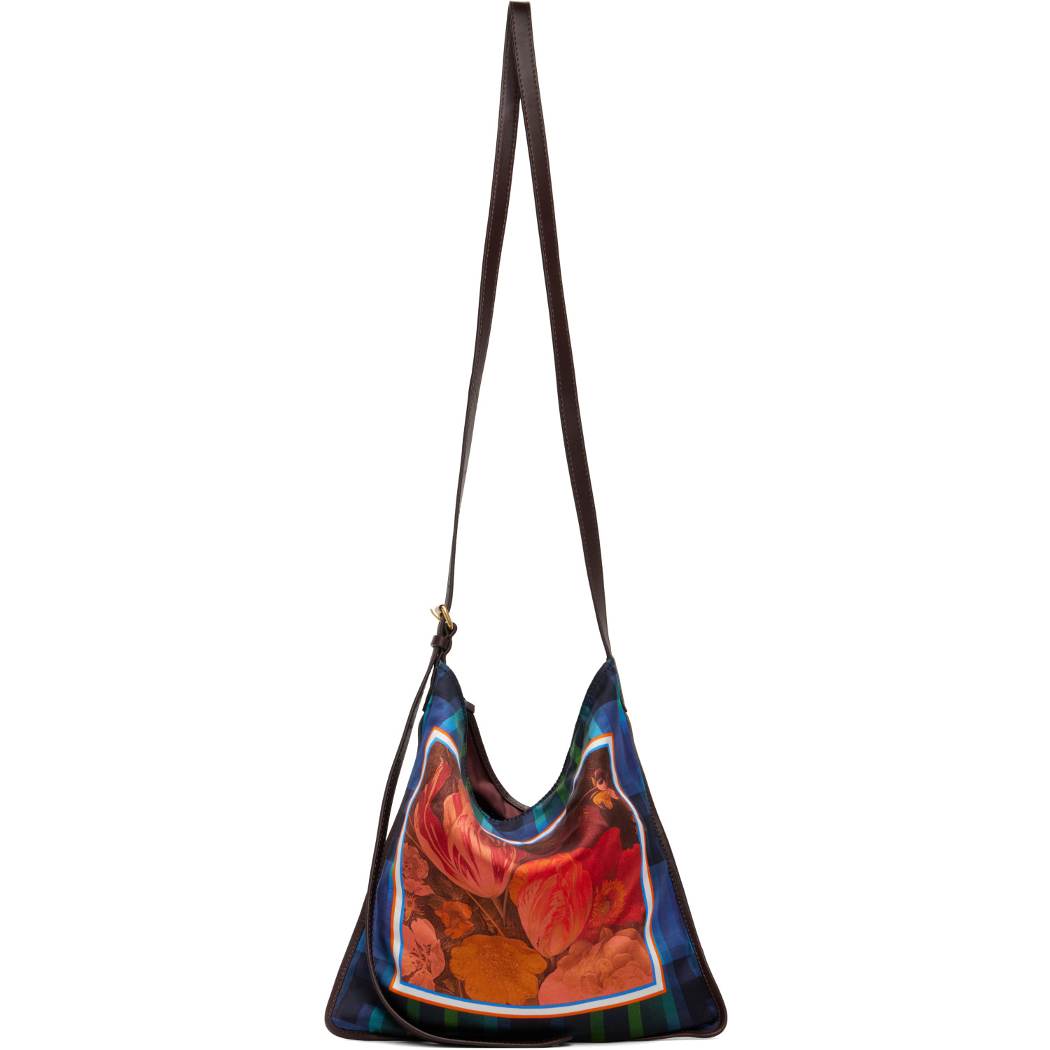 Dries Van Noten Red & Blue Medium Scarf Print Shoulder Bag