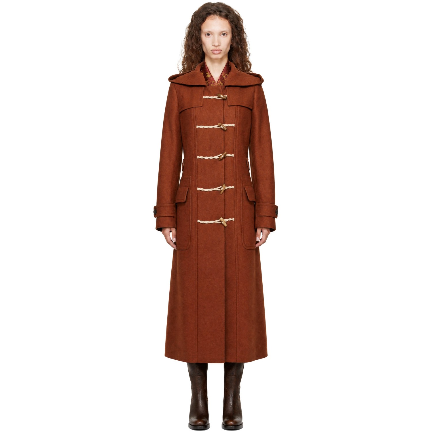 Dries Van Noten Orange Wool Duffle Coat