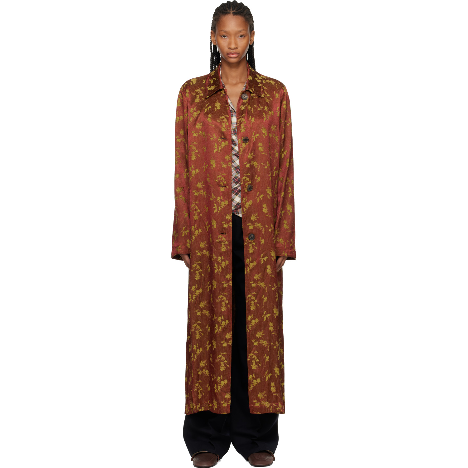 Dries Van Noten Tan Jacquard Coat