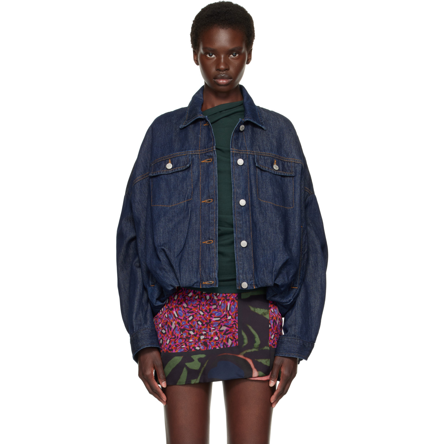 Dries Van Noten Navy Dropped Shoulder Denim Jacket