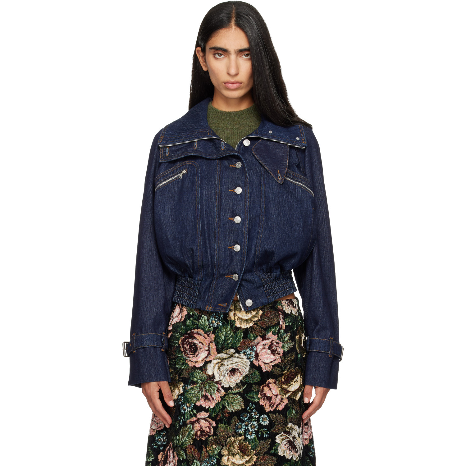 Dries Van Noten Navy Denim Blouson Jacket