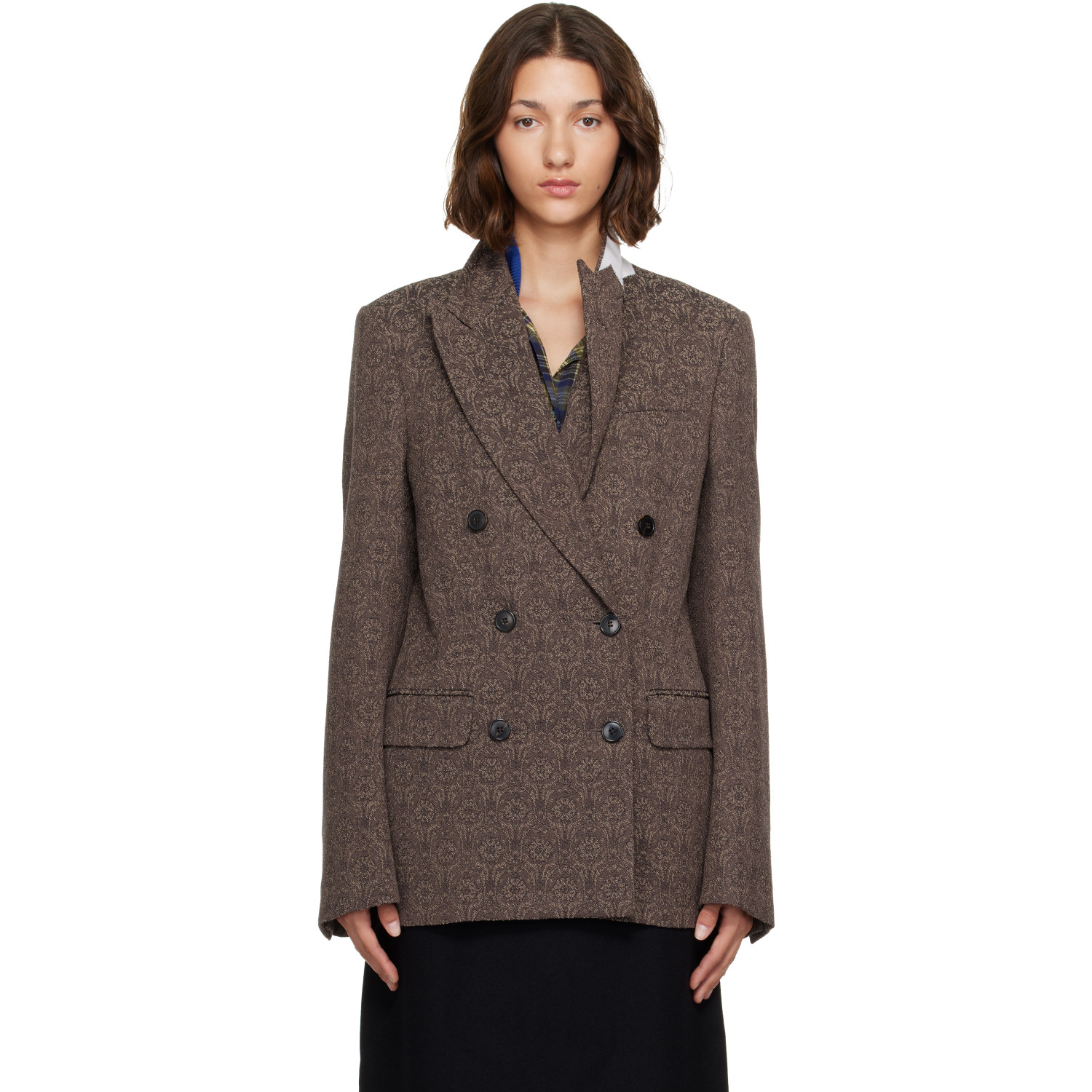 Dries Van Noten Brown Jacquard Blazer