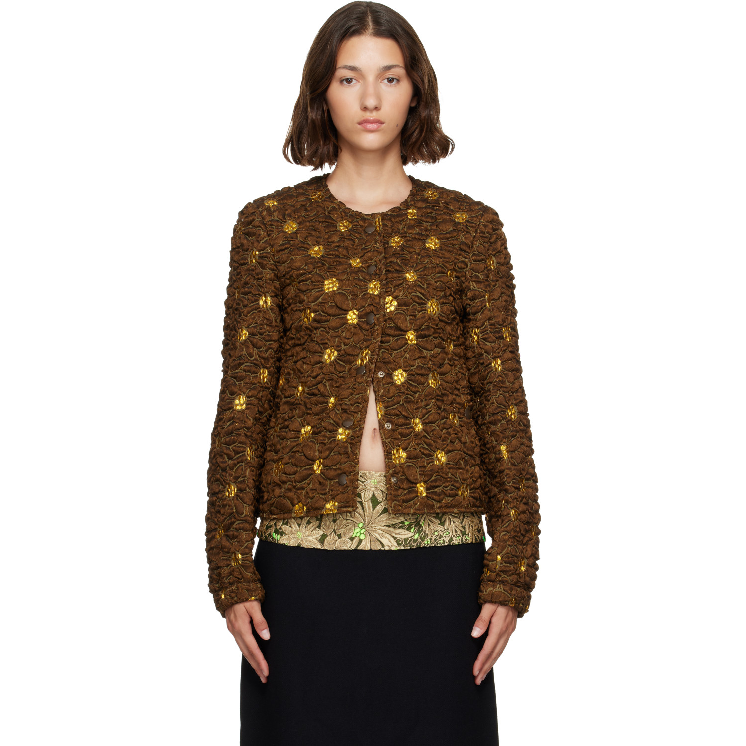 Dries Van Noten Brown Cloqué Jacket