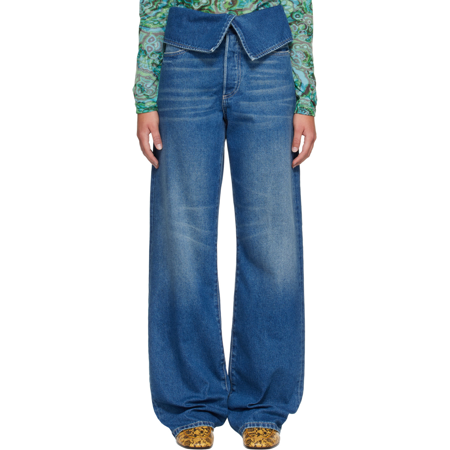 Dries Van Noten Blue Folded Denim Jeans