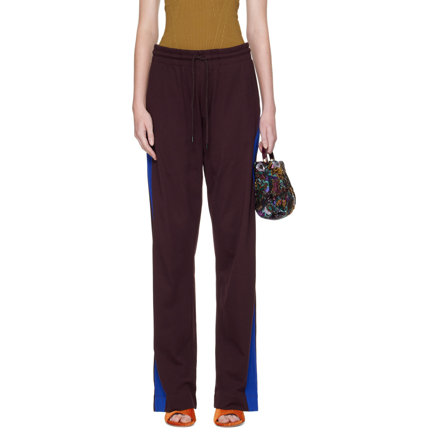 Dries Van Noten Burgundy Cotton Lounge Pants