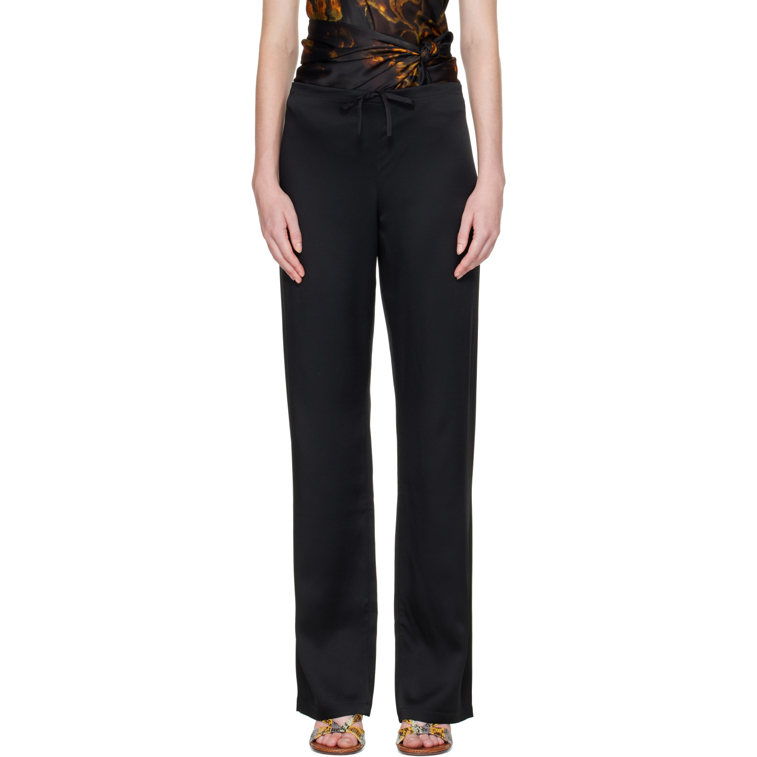 Dries Van Noten Black Drawstring Trousers