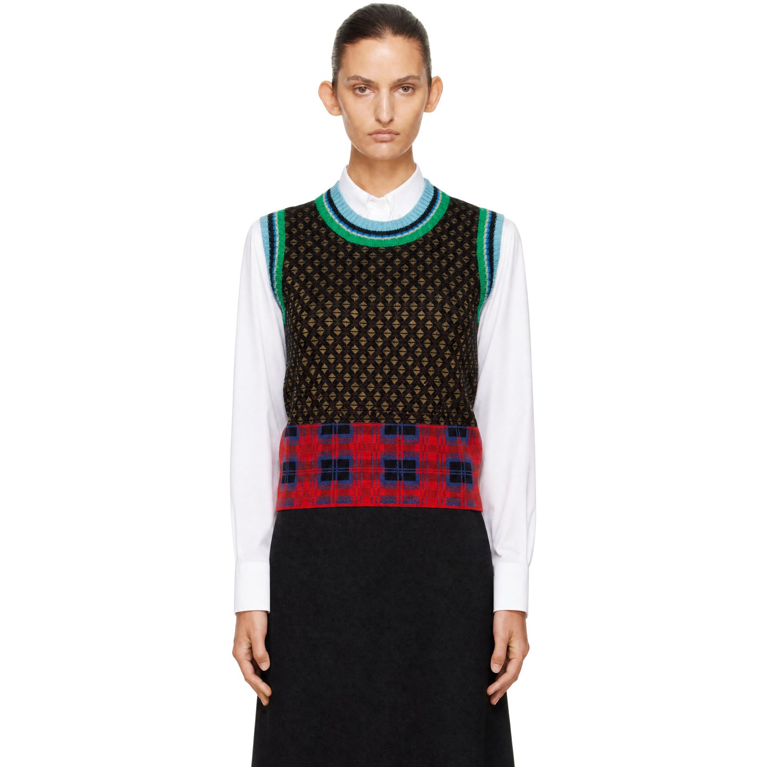 Dries Van Noten Multicolor Jacquard Wool Sweater Vest