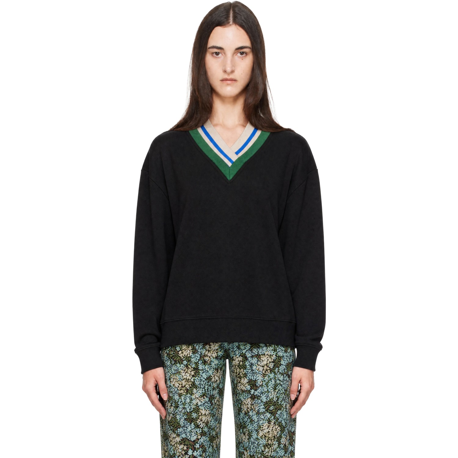 Dries Van Noten Black Layered V-Neck Sweater