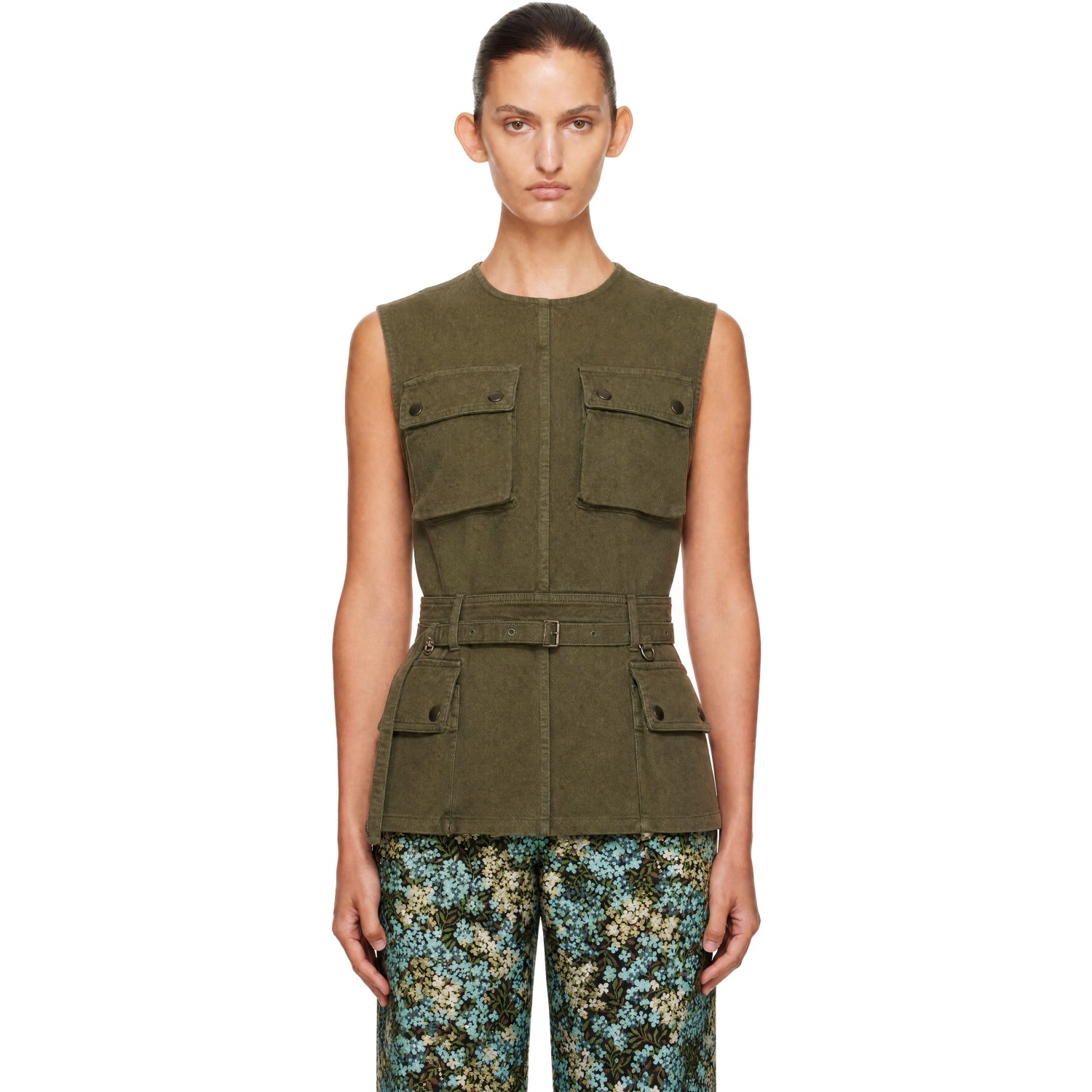 Dries Van Noten Green Overdyed Utility Top