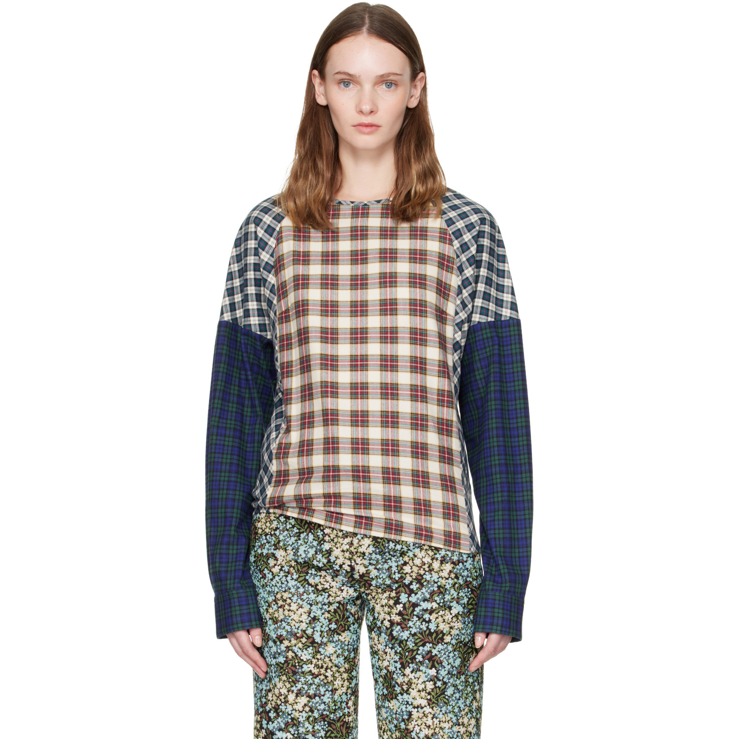 Dries Van Noten Multicolor Contrast Cotton Flannel Top